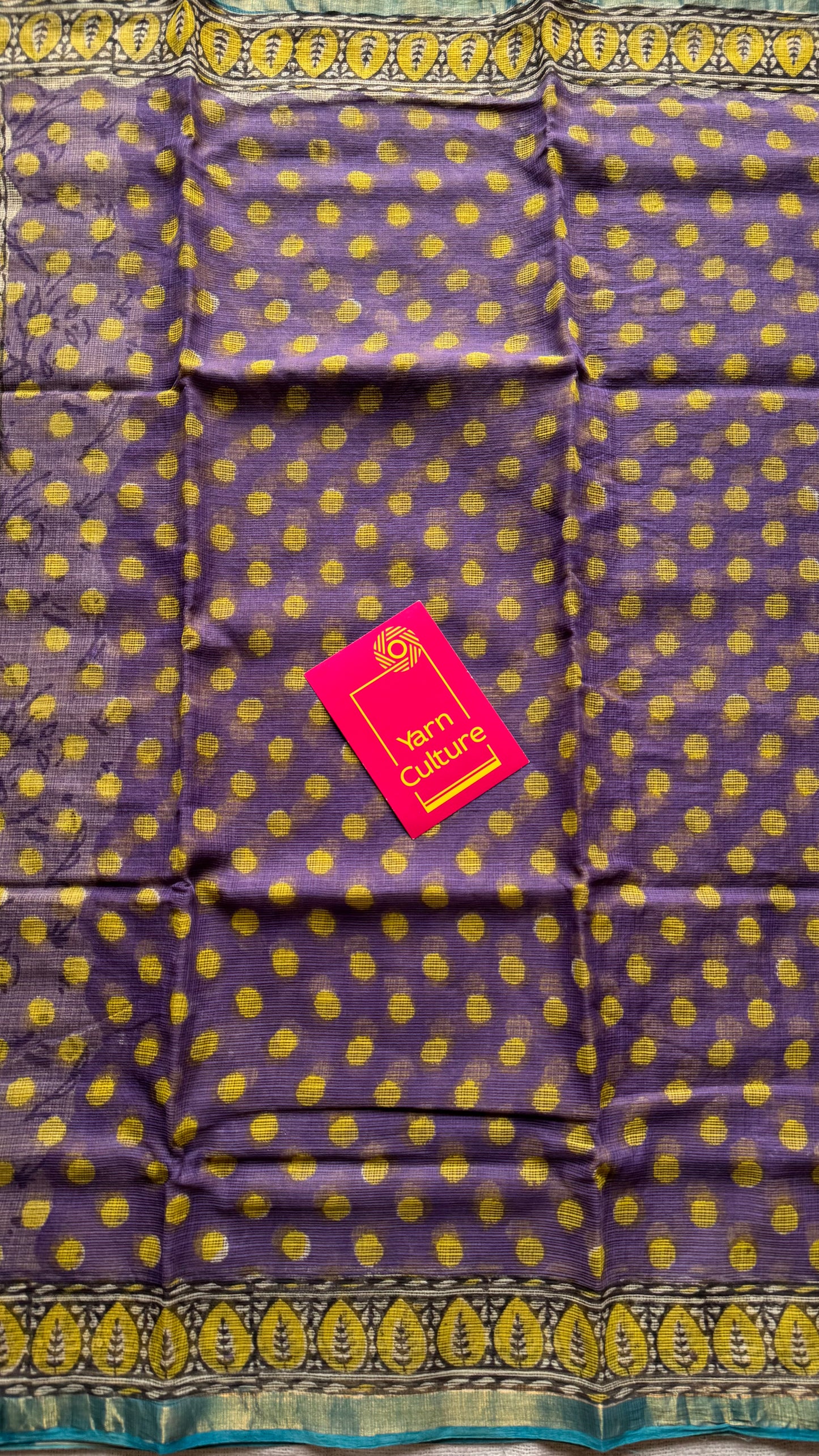 Jamun Gola - Purple with yellow kota doria, with gold zari border - YCTORKDAP13