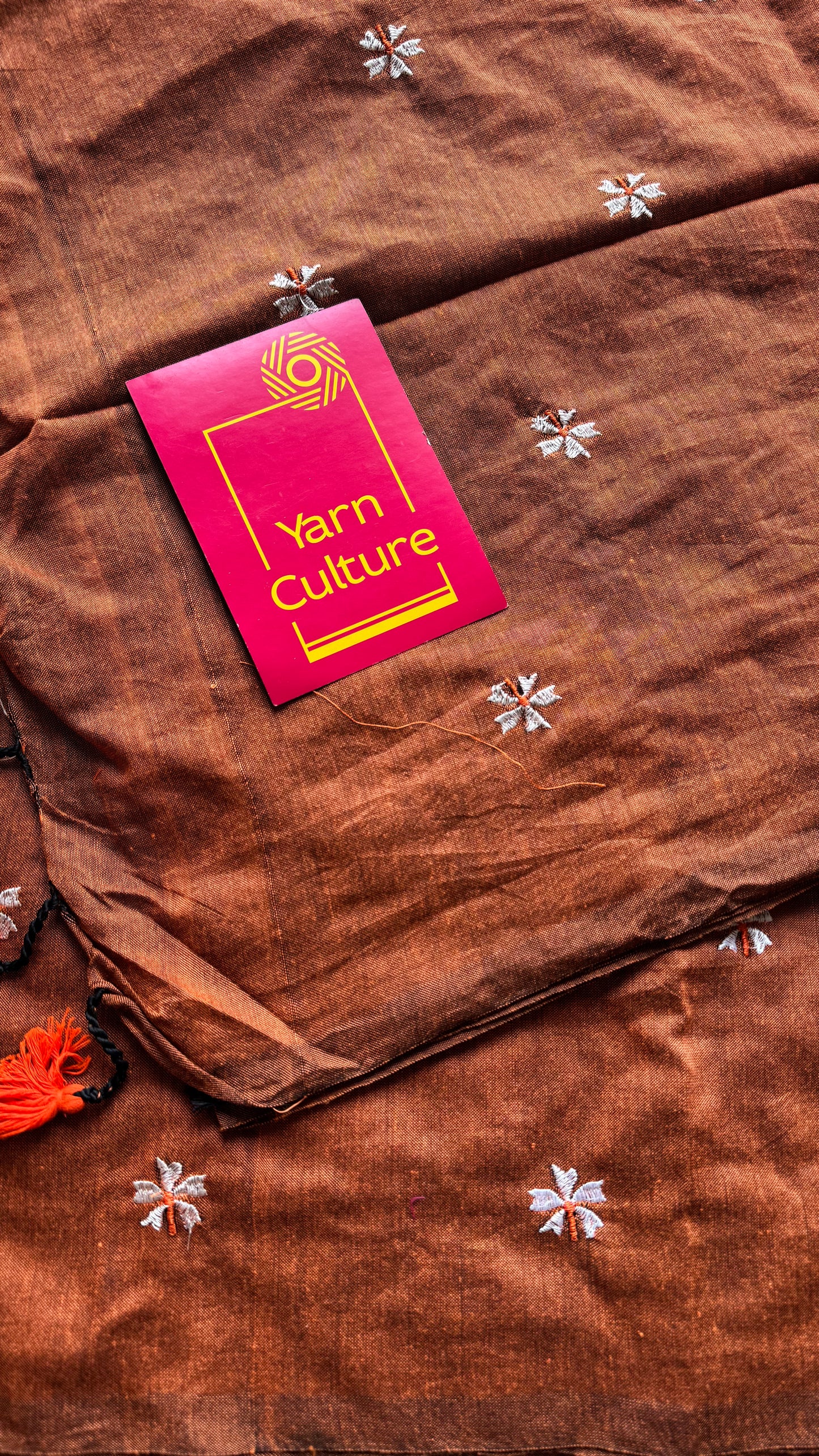 Rust orange parijat soft cotton saree  - YCBCKCAP38