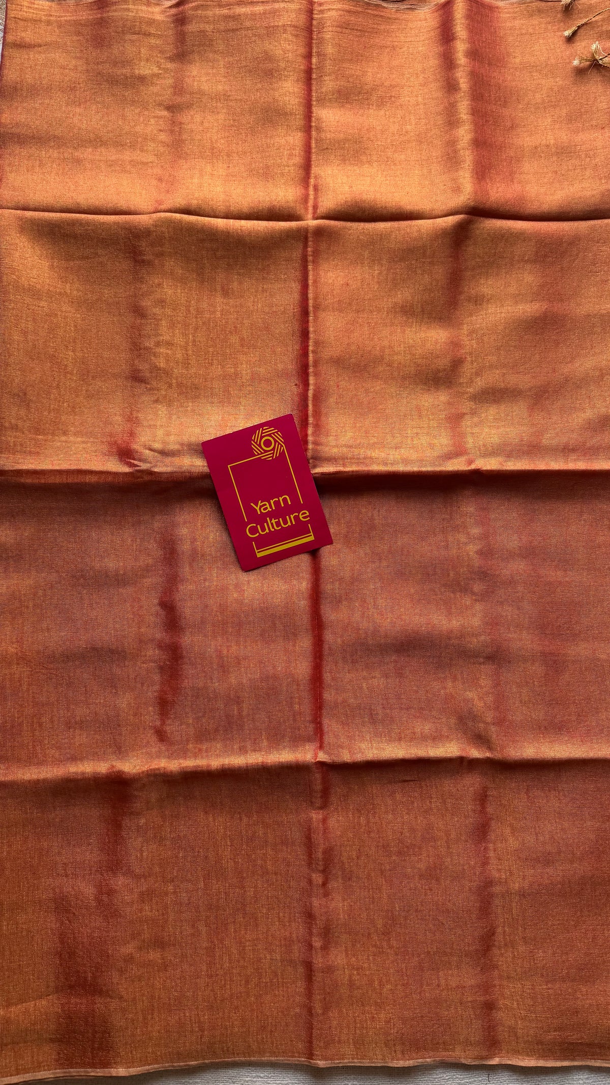 Orange with gold, dual tone metallic tissue linen saree - YCBCLTOC58