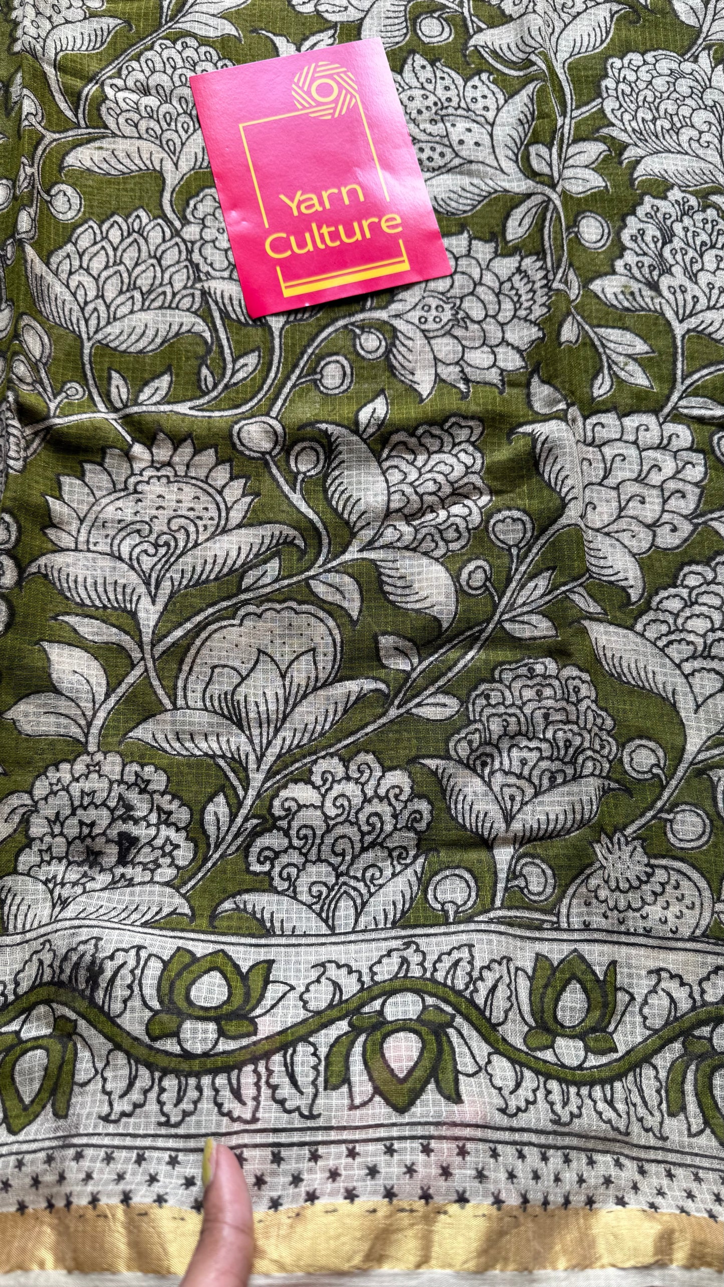 Light green floral kalamkari saree in kota - YCWOTDMA358