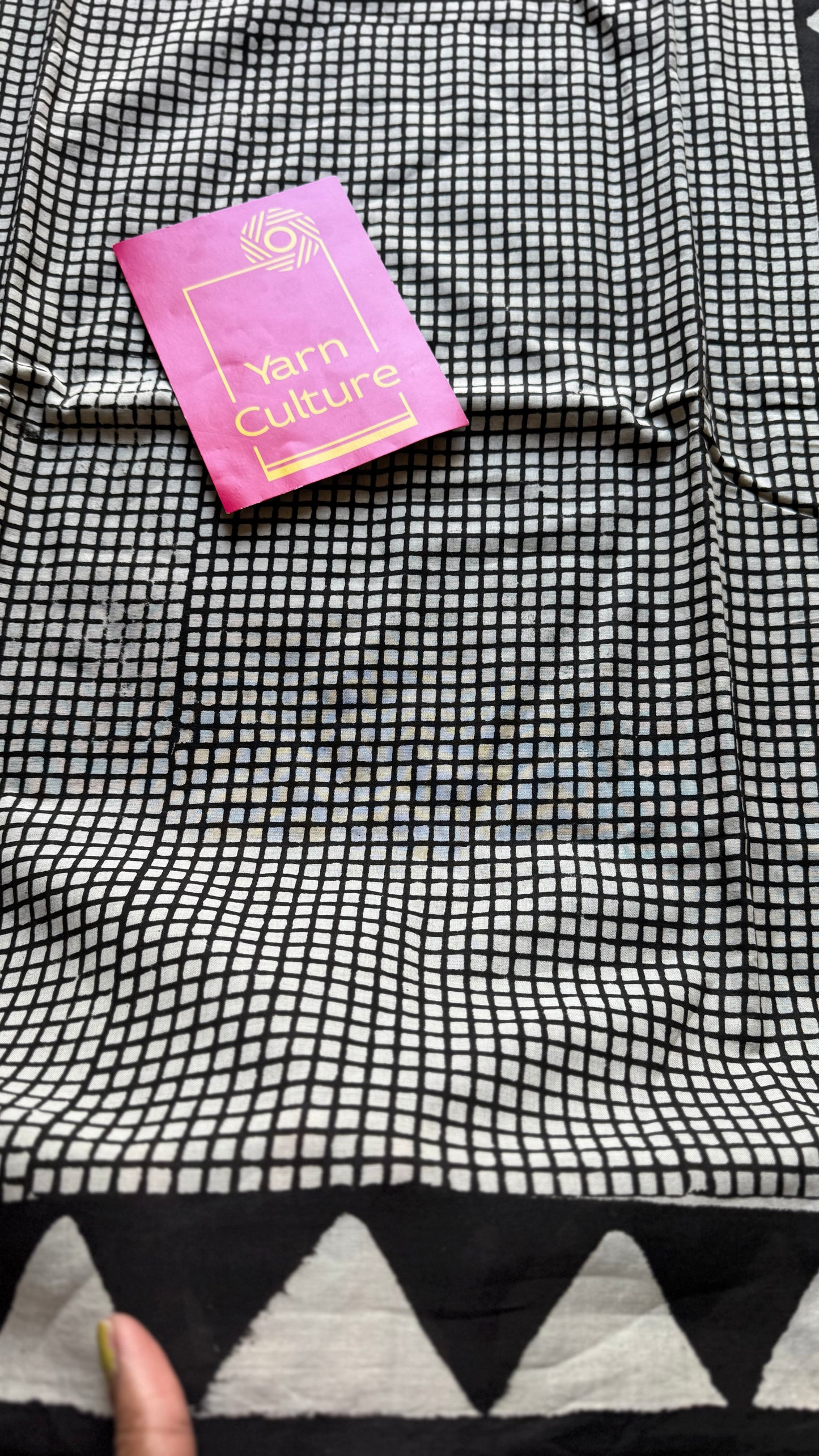 Black and white checks, block print, soft cotton - YCTORNOBP97