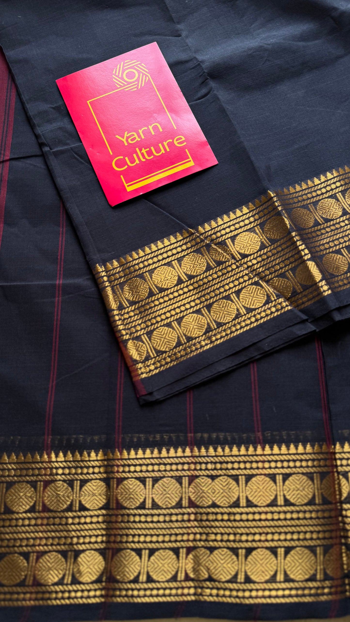 Chettinad cotton saree in black with zari motif border - YCCOTNJUCC08