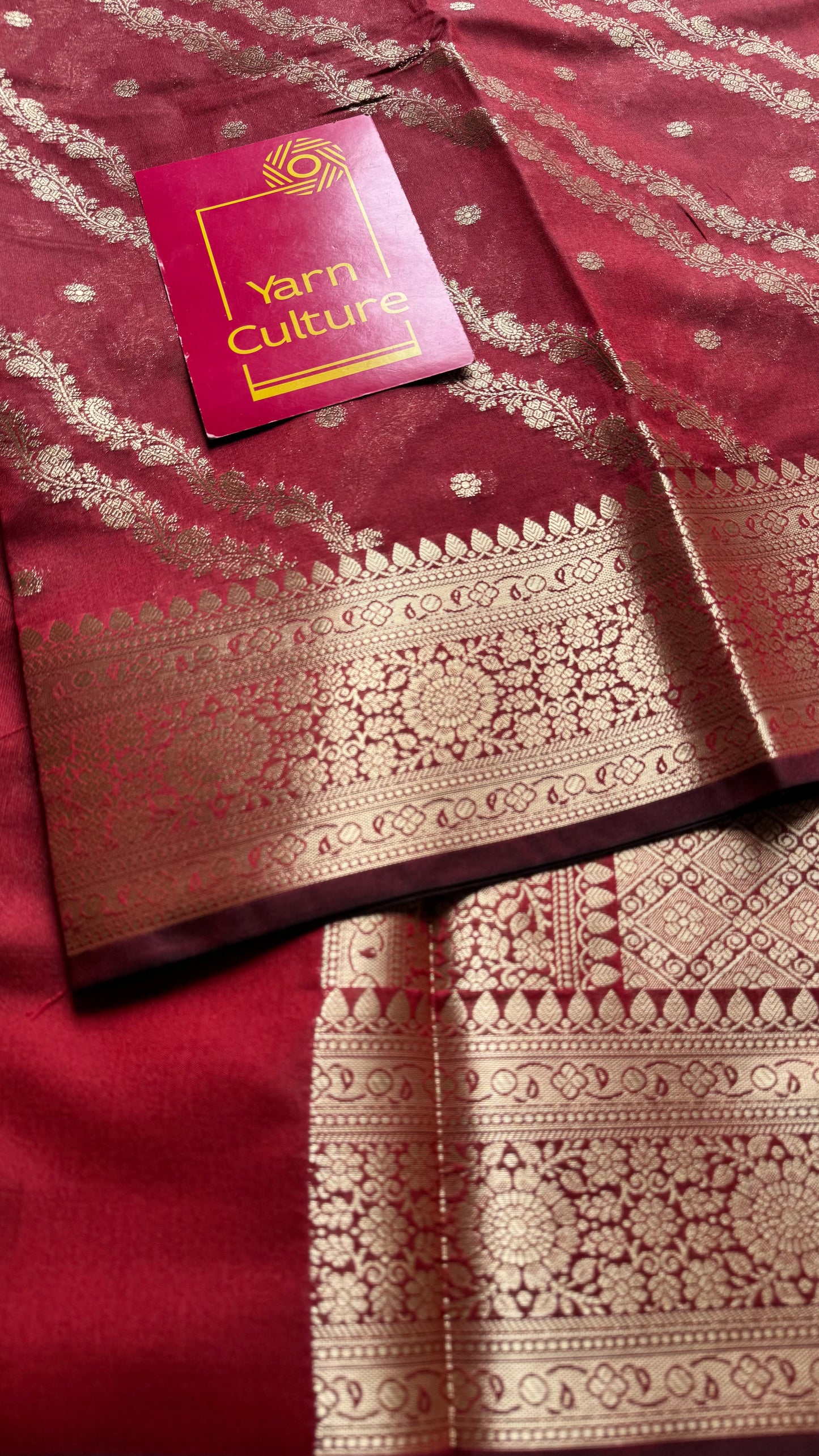 Maroon floral zari, Banarasi semi-georgette - YCDESE13