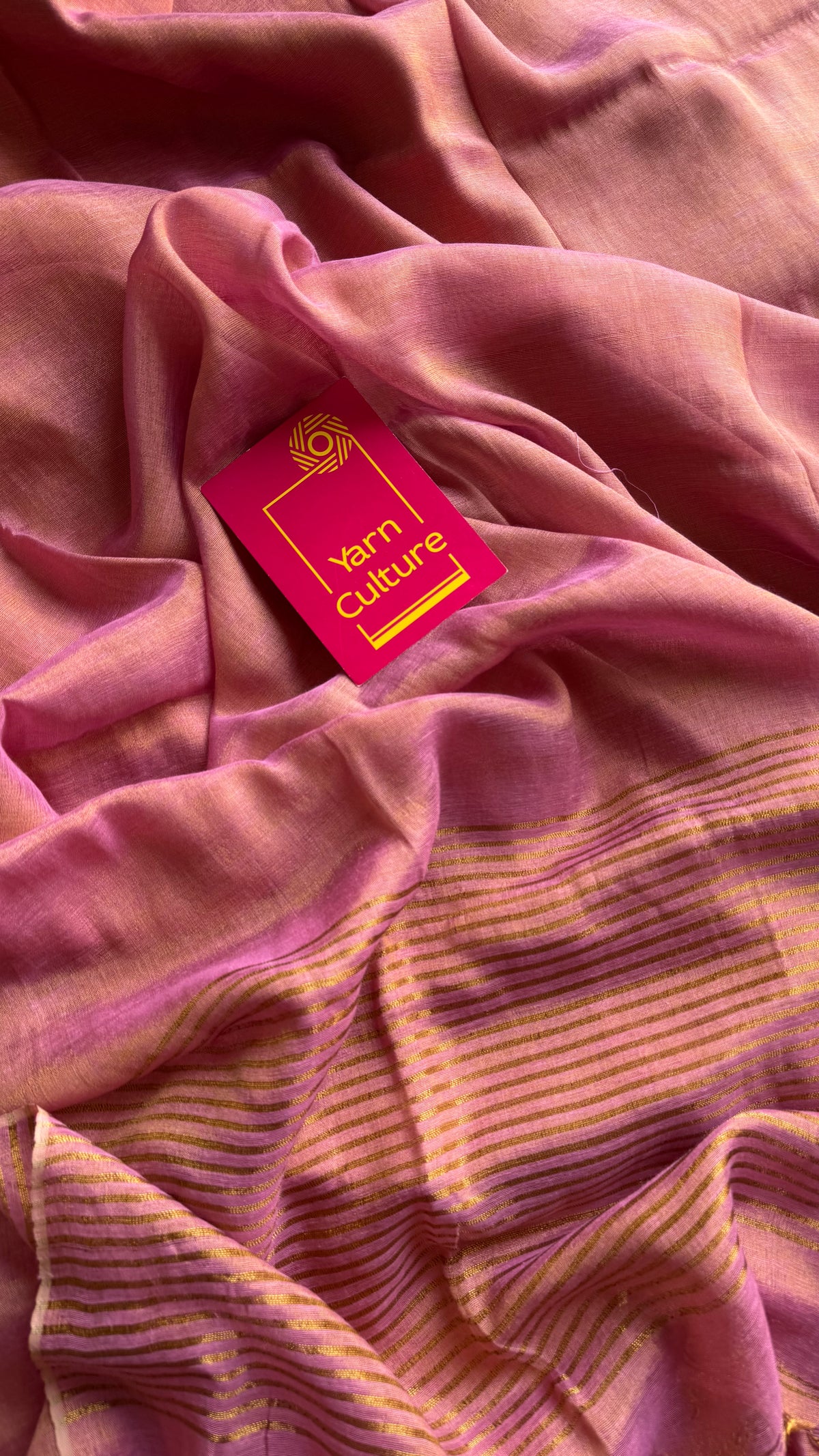 Onion pink with gold, dual tone metallic tissue linen saree - YCBCLTOC54