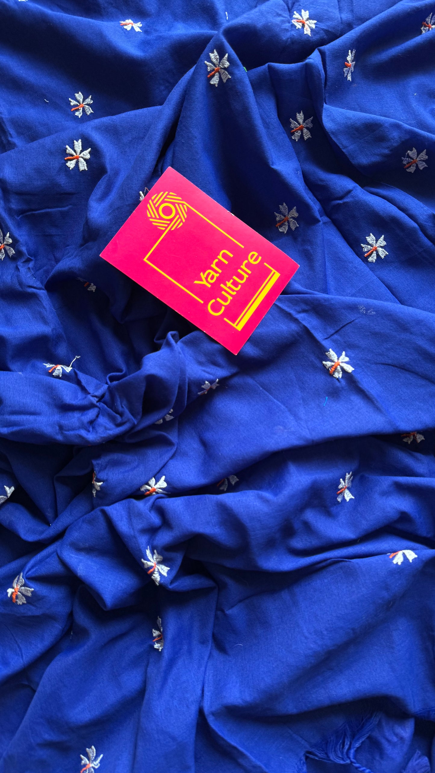 Royal blue parijat soft cotton saree  - YCBCKCAP40
