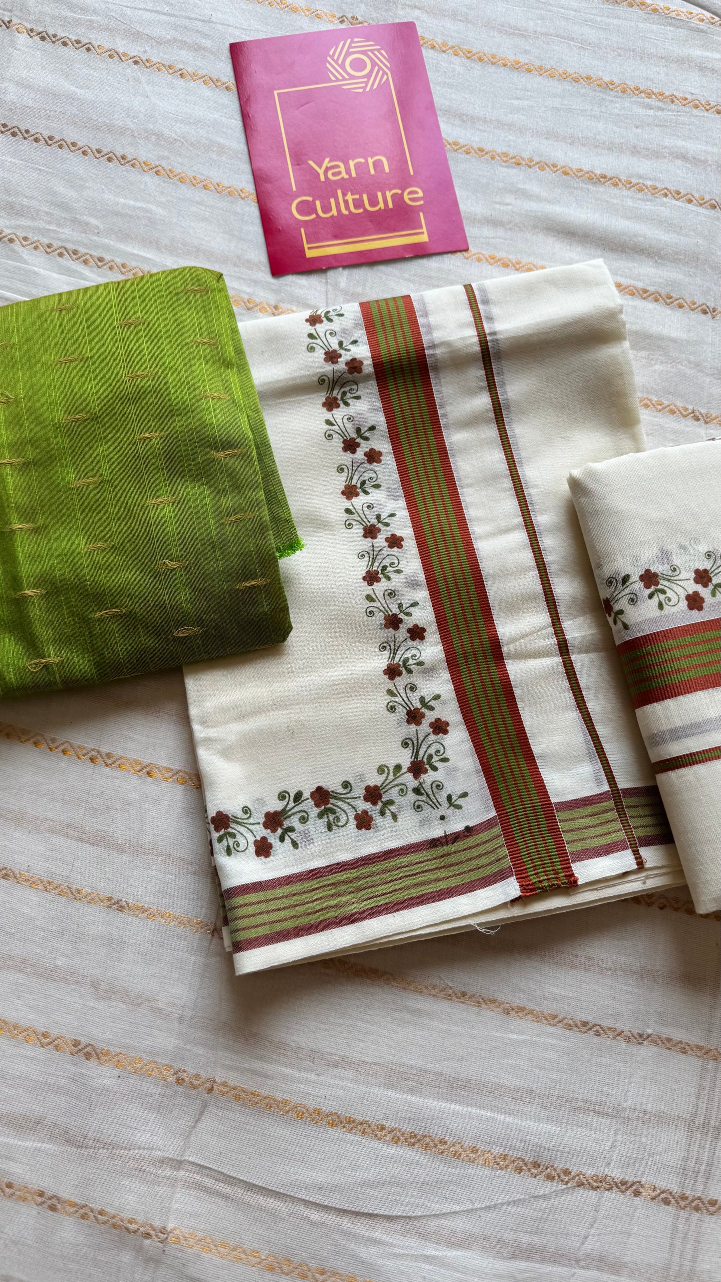 Set mund, rust orange and green flowers - YCIEON109