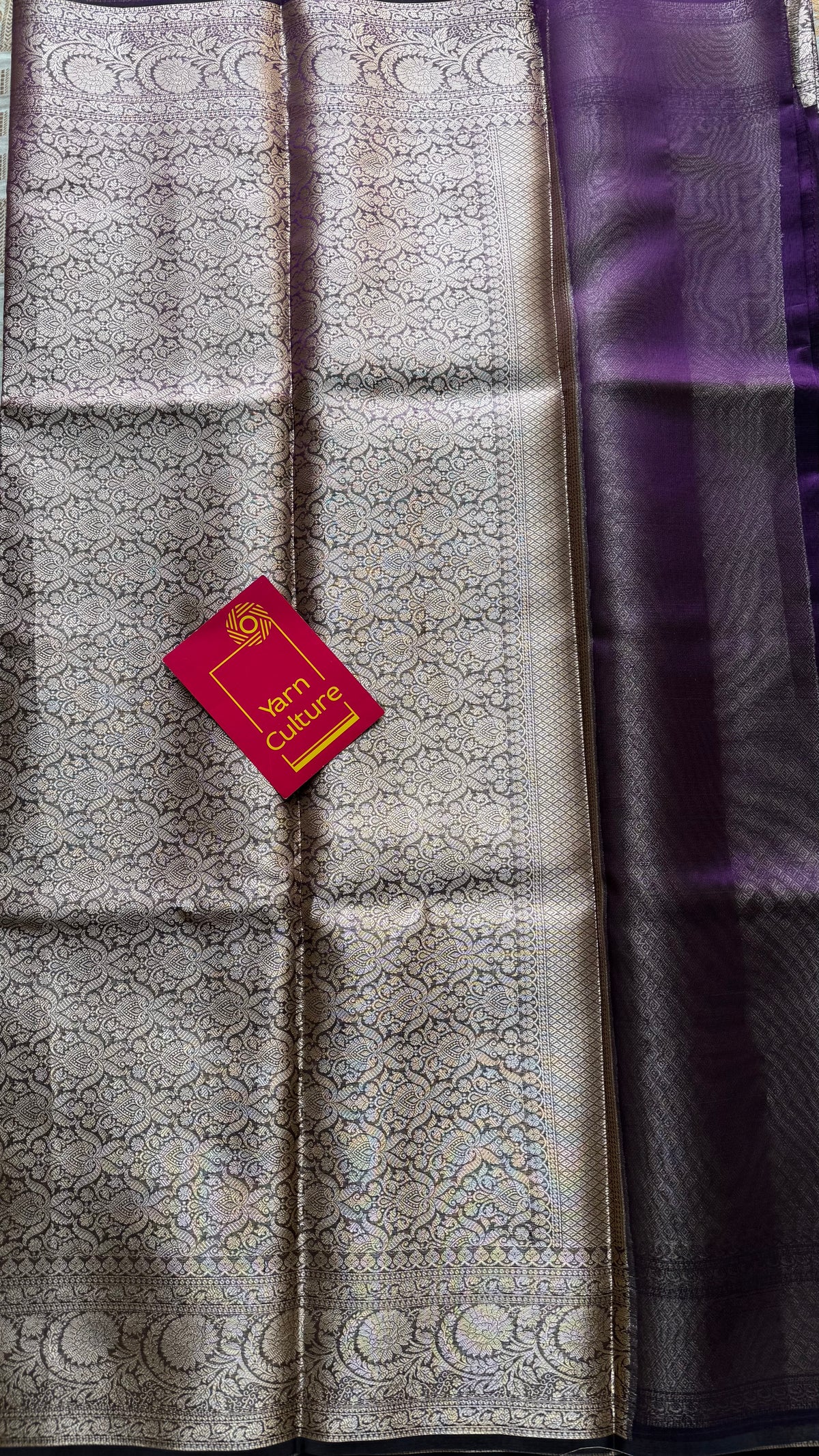 Purple tissue Banarasi saree with zari border - YCBLTOC89