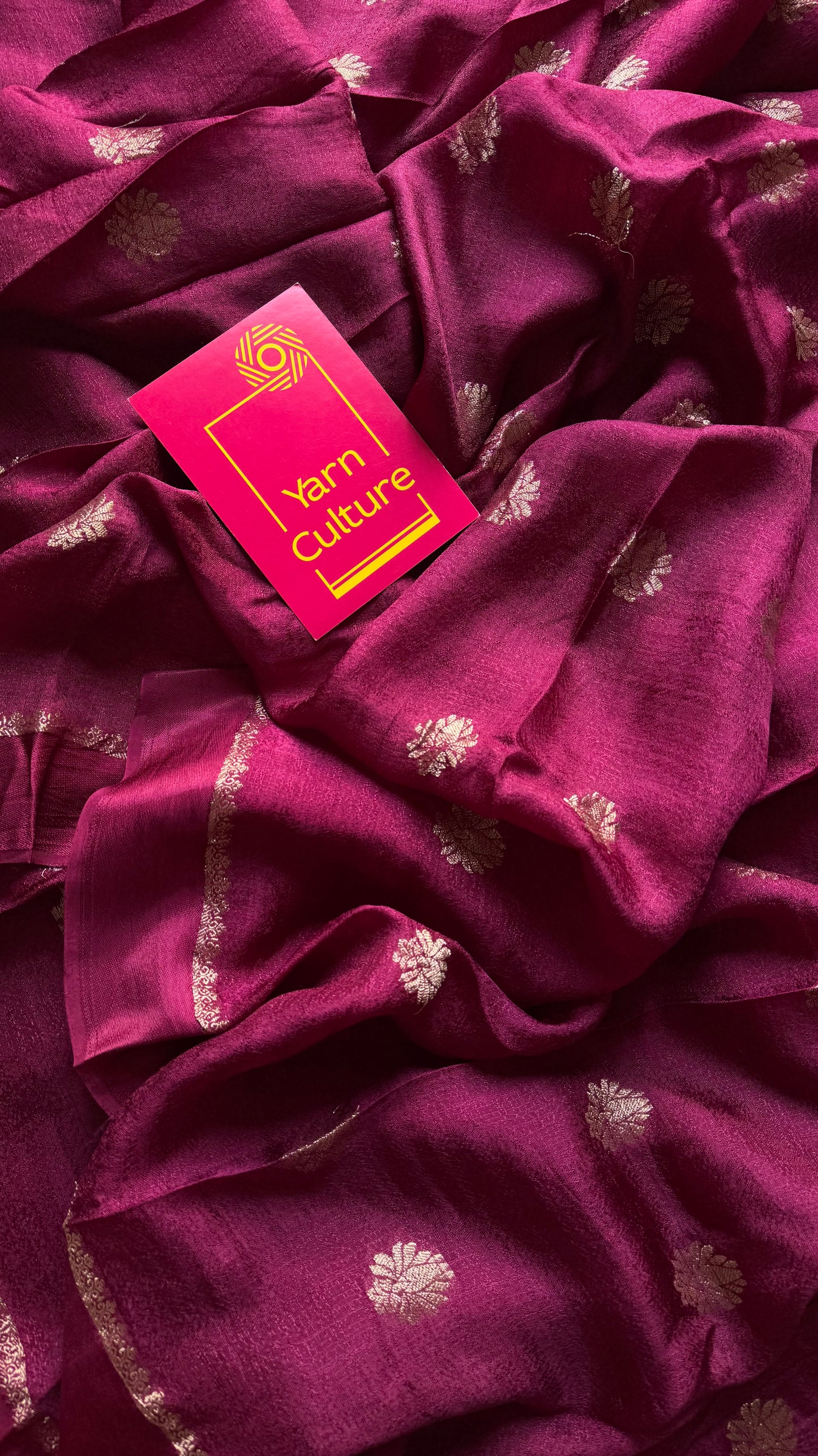 Dark wine in viscose soft silk with satin border, jacquard zari motifs - YCDOSFE198