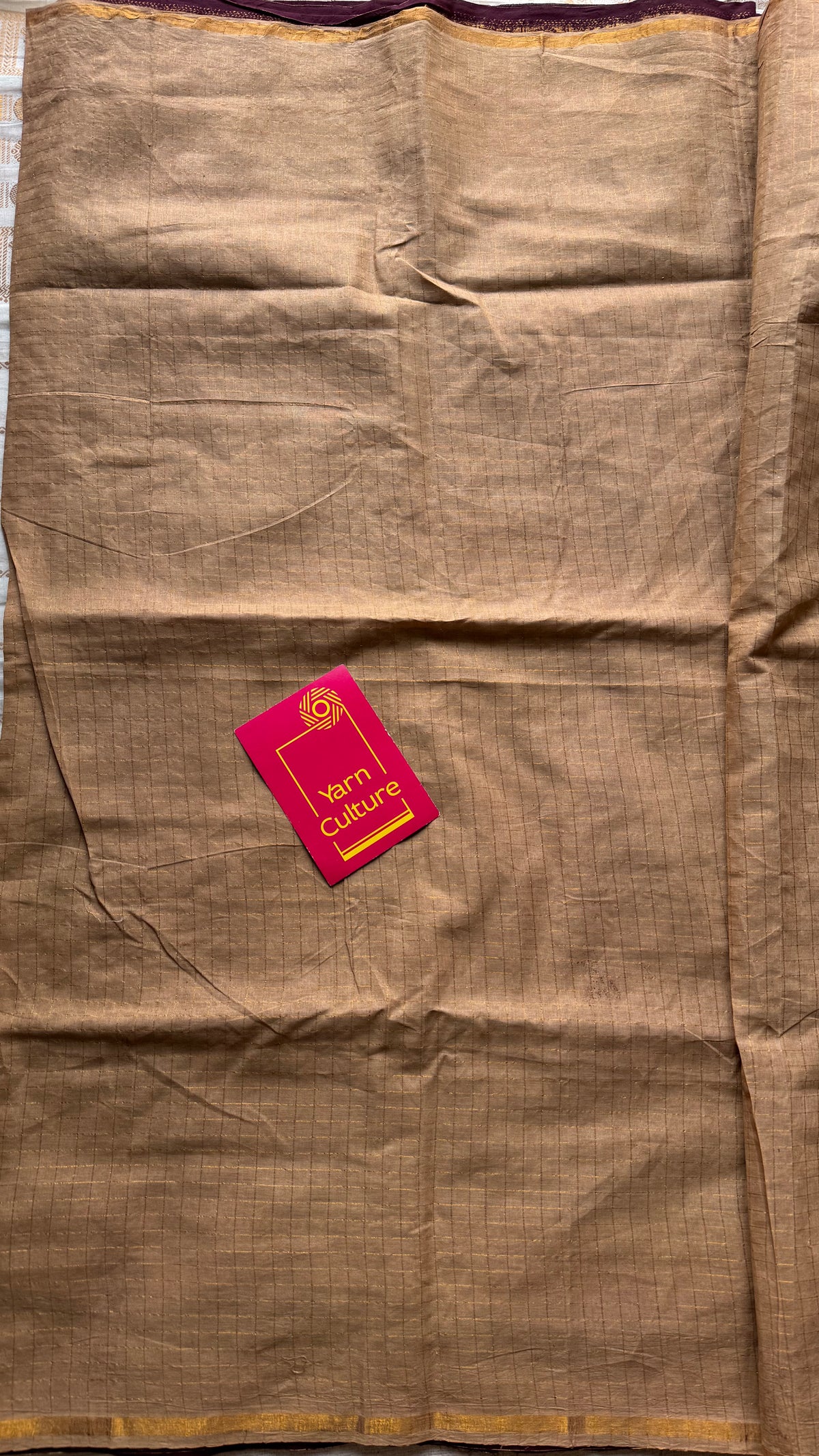 Maroon and cream, sungudi and chettinad cotton half-half saree - YCCOTNIDOC28