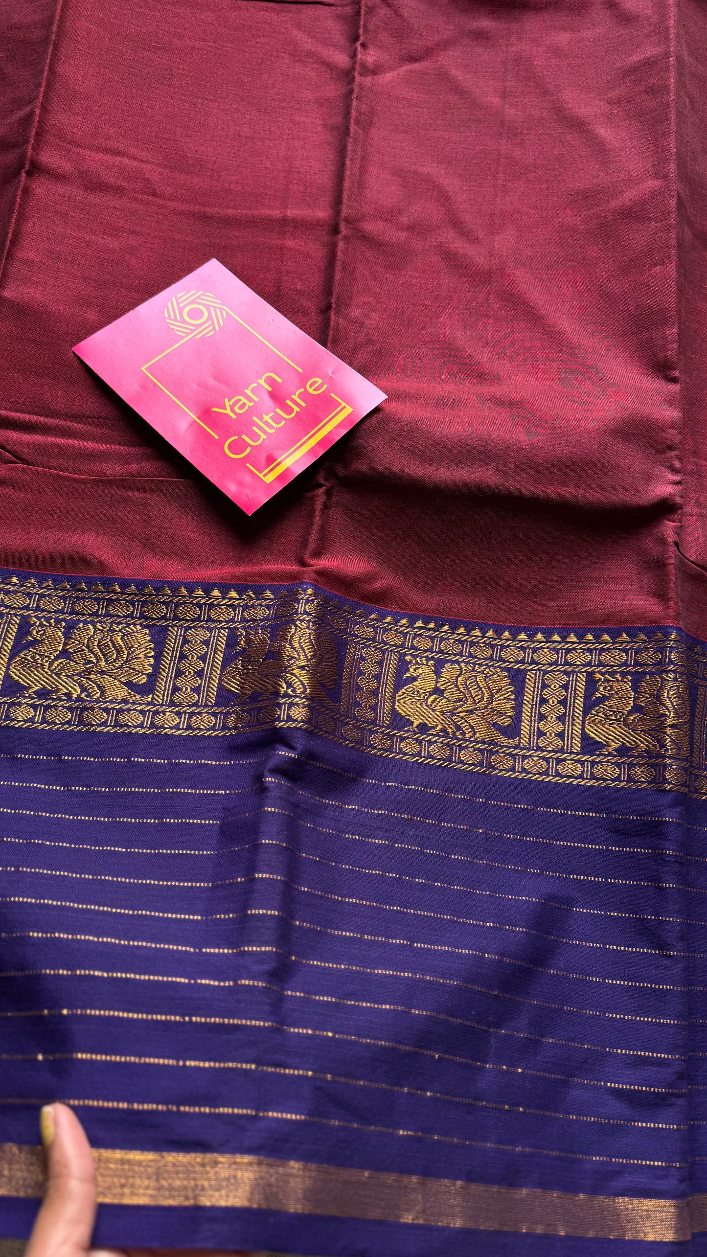 Maroon with violet border, premium narayanpet soft cotton - YCWOTDNPNO80