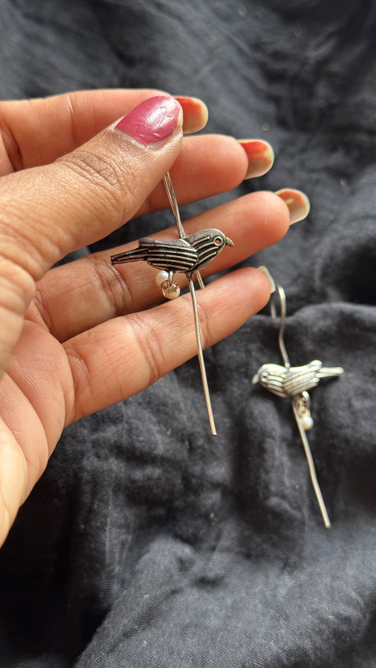 Oxidised silver, bird earcuff - YCOSEC490