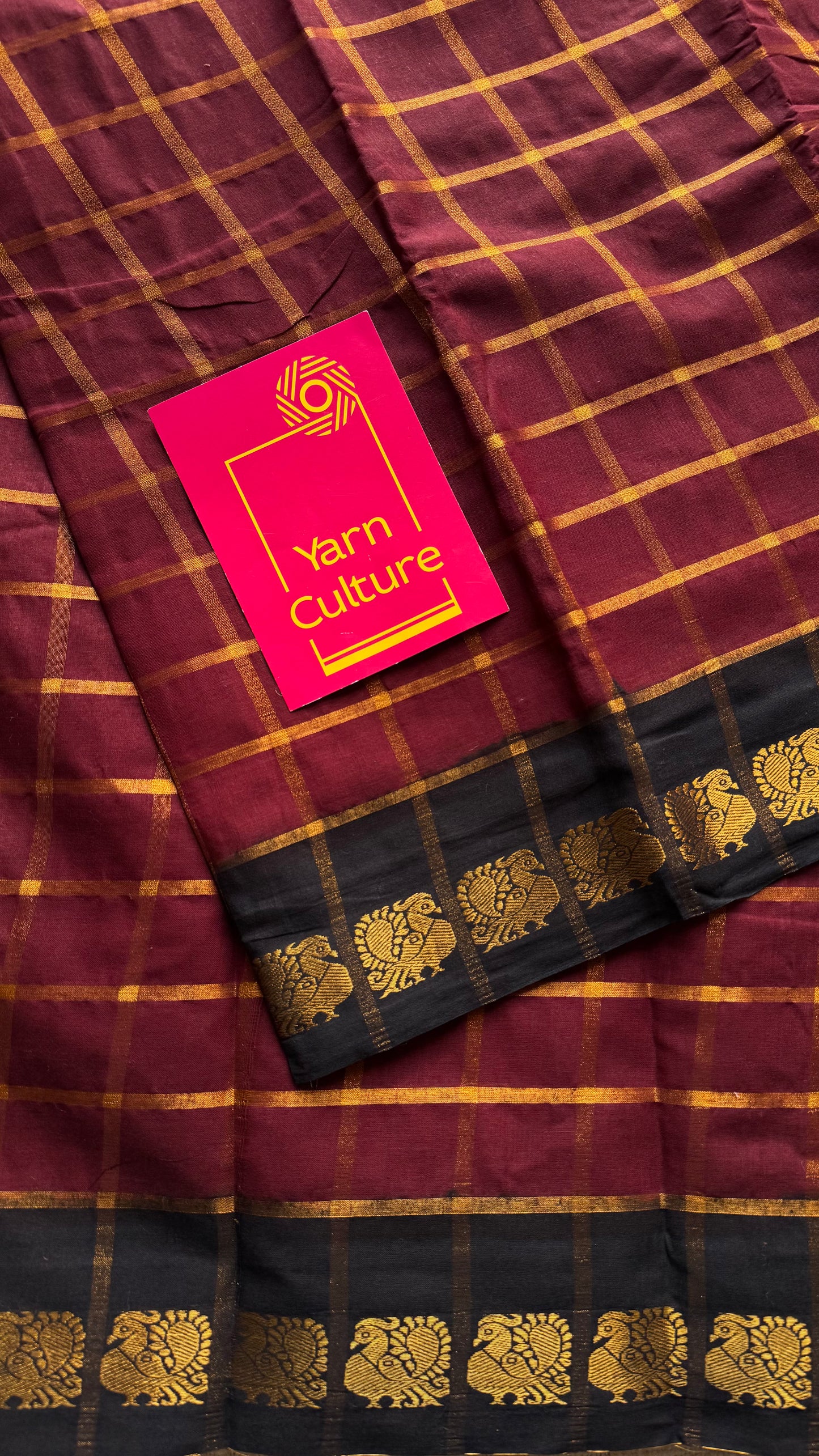 Maroon with black pavithra kattam sungudi, madurai cotton - YCCOTNSUDE77