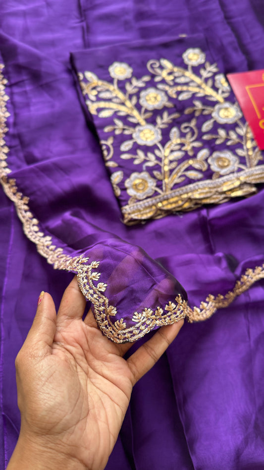 Pallavi : Purple chiffon with embroidery - YCDOSJULCF02