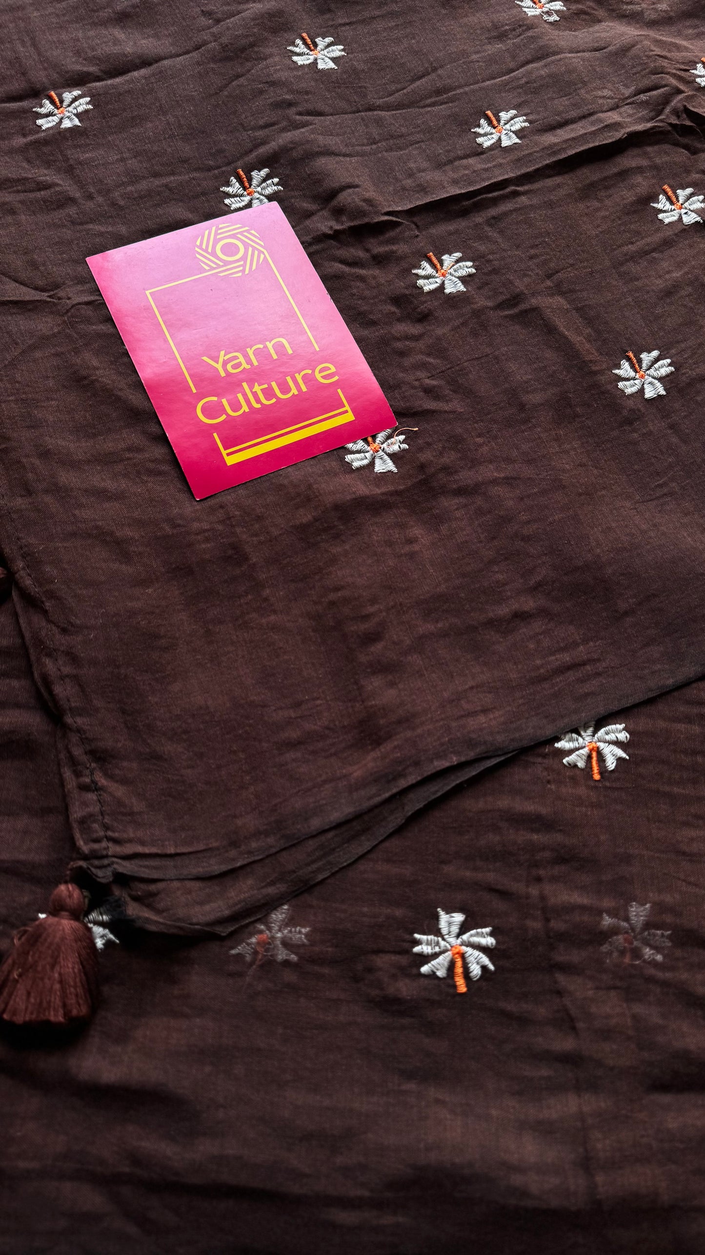 Brown parijat mul cotton saree  - YCBCMCAP34