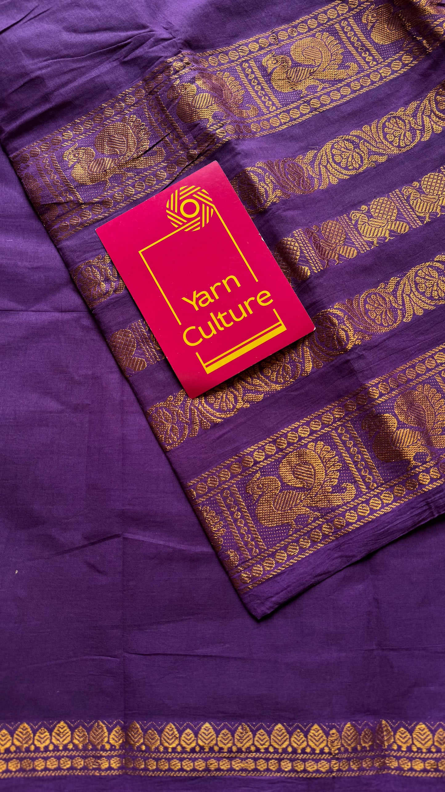Purple long border sungudi, kattuchayam dyed madurai cotton - YCCOTNMSAP133