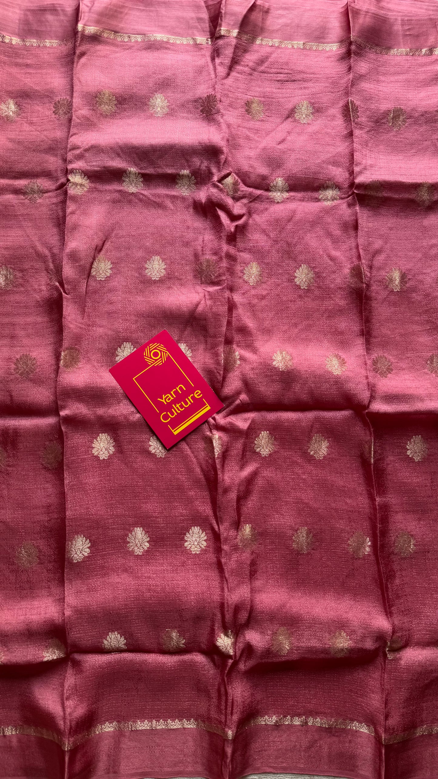 Onion pink in viscose soft silk with satin border, jacquard zari motifs - YCDOSFE199