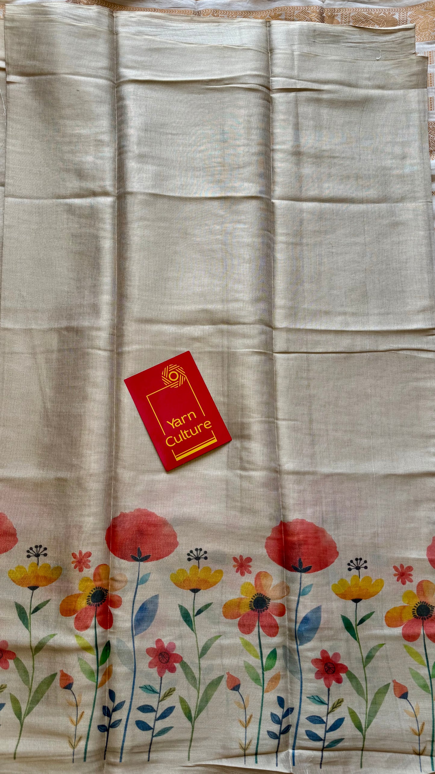 Sandal soft semi tissue saree, multicoloured floral prints - YCIEON82
