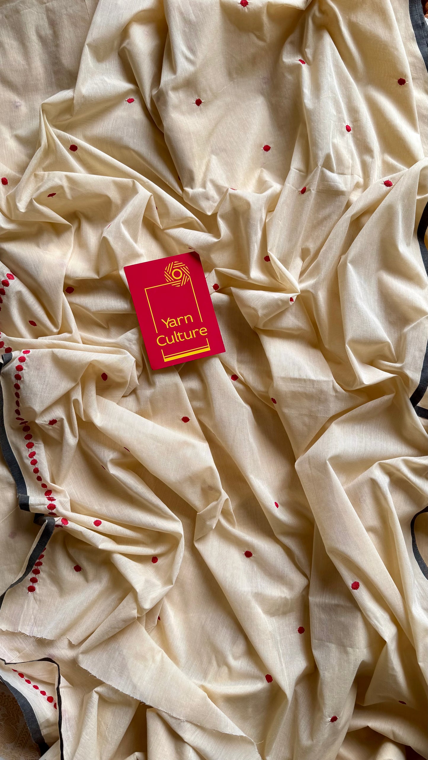 Lakshmi : Manjadi - red embroidery, sandal & black, soft kerala cotton - YCIEON164