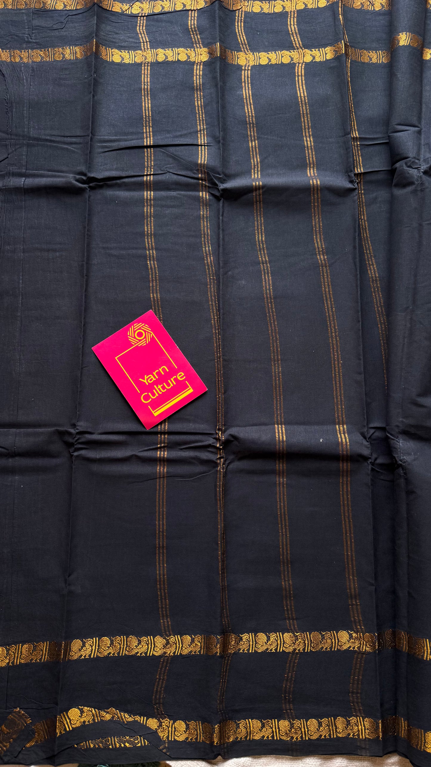 Black rettaipettu peacock gap border, kattuchayam dyed madurai cotton saree  - YCCOTNMSAP100