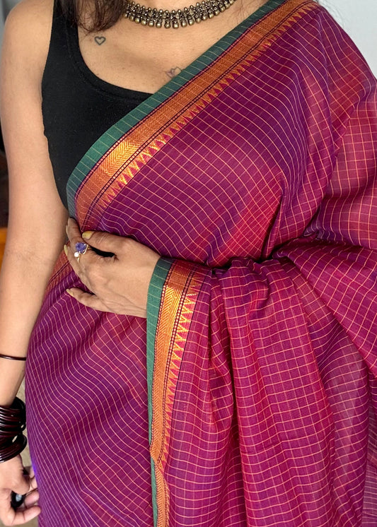 narayanpet saree, cotton silk blend saree, vidya balan saree, zari border saree, premium narayanpet saree, traditional cotton silk saree, lightweight festive saree