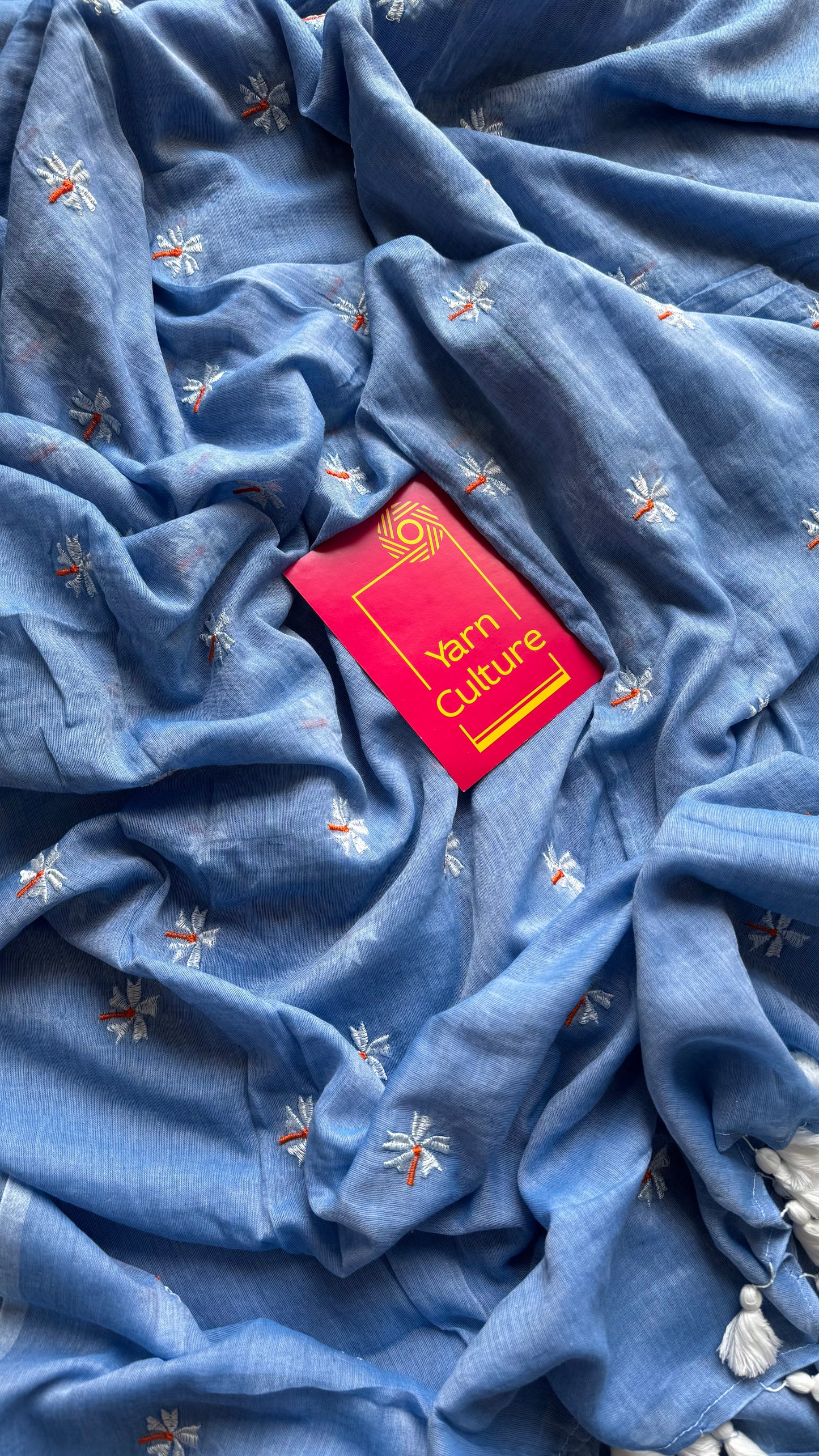 Soft blue parijat mul cotton saree  - YCBCMCAP30