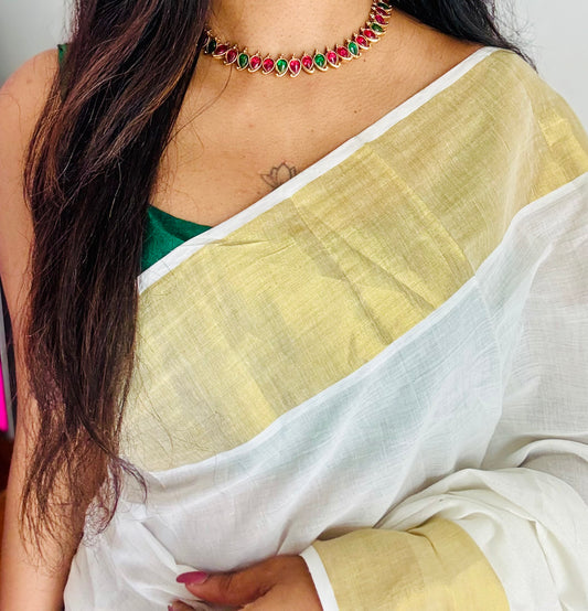 Ruby and green enamel stone neckpiece, with earrings - YCGPNP744