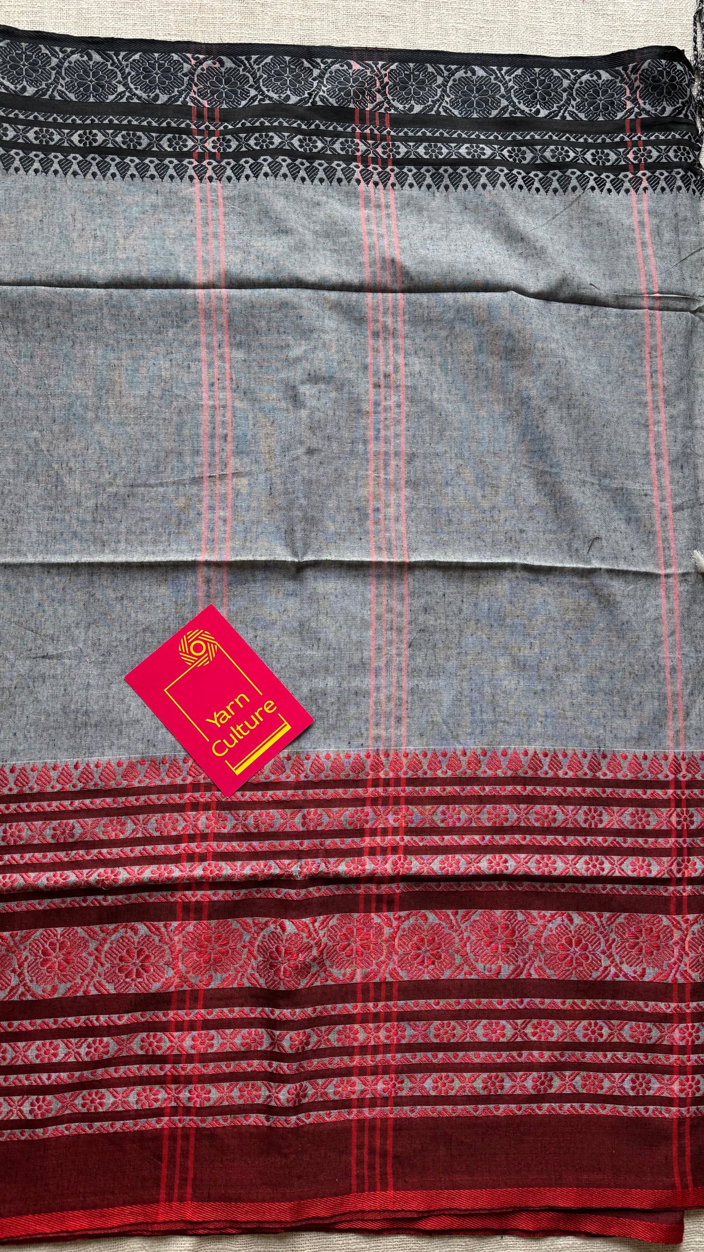 Grey with red and black threadwork, begampuri soft cotton - YCBCBPJA201