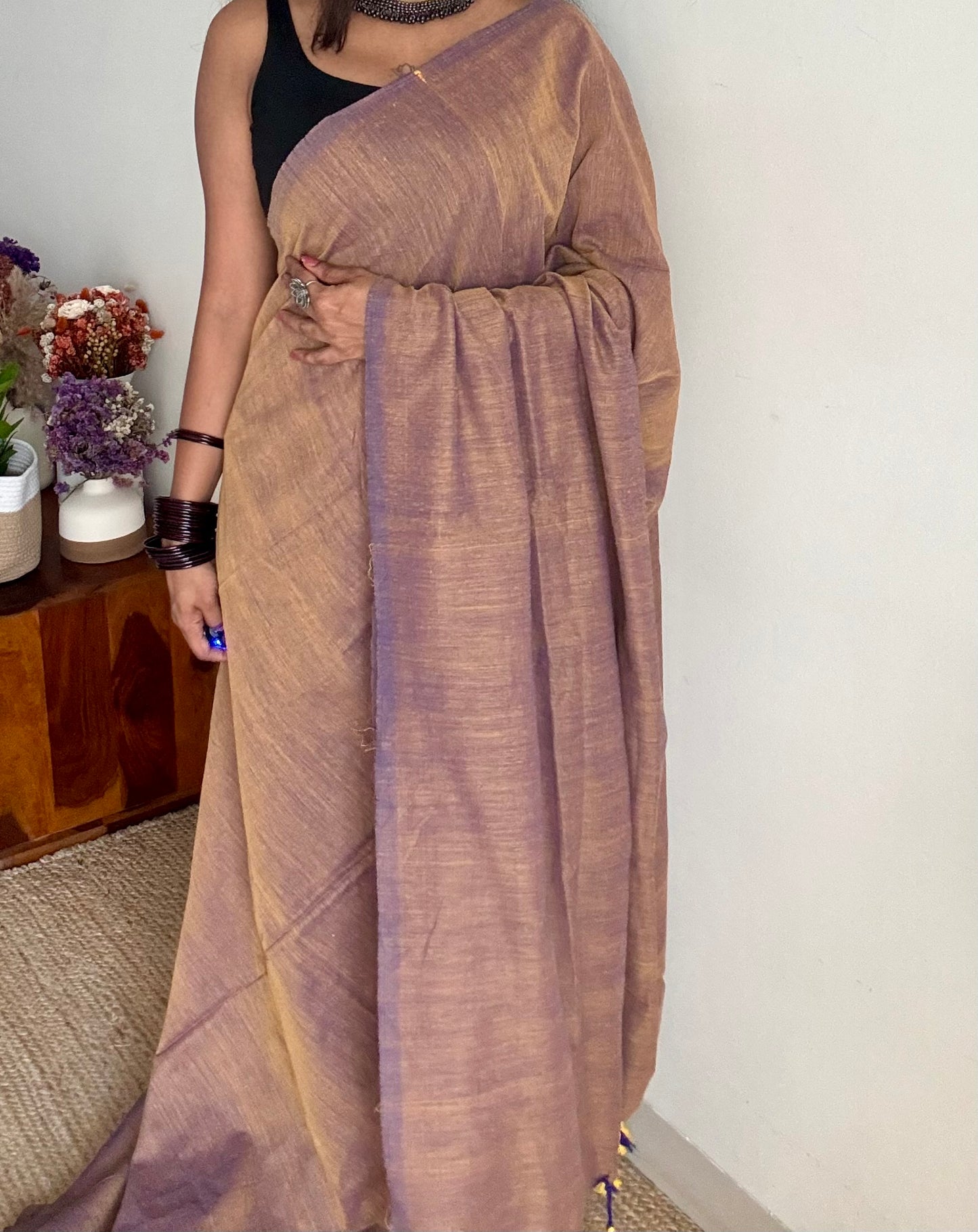 Light brownish pink soft cotton saree  - YCBCKCAP23