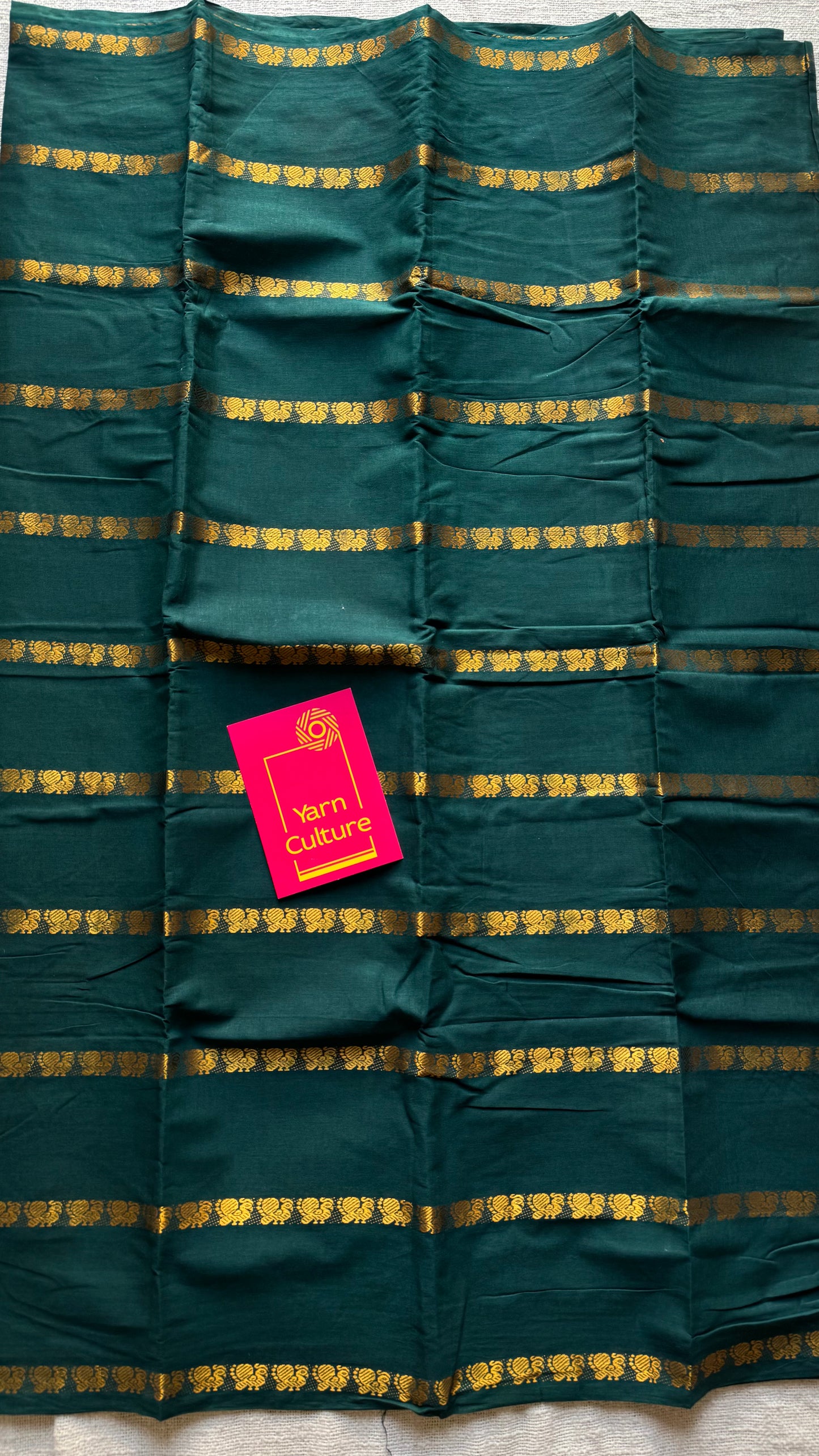 Dark green, peacock motif sungudi cotton - YCCOTNOCSC52