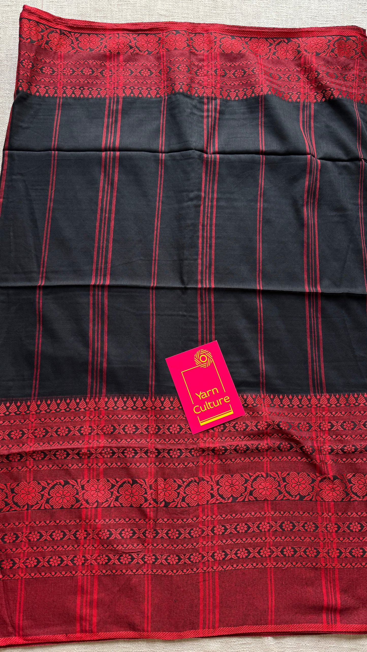 Black with red threadwork, begampuri soft cotton - YCBCBPJA196