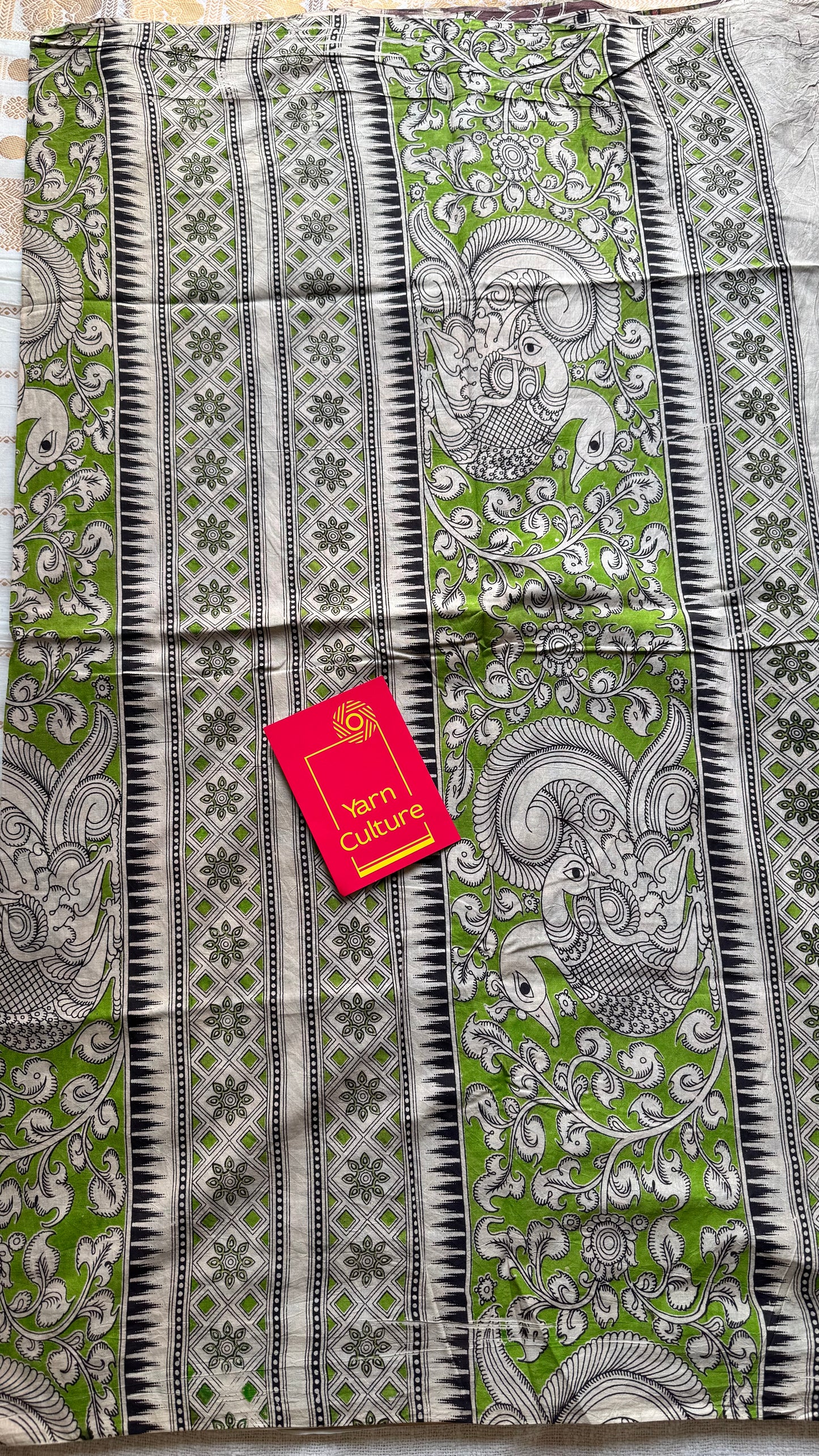 Brown kalamkari saree, multicoloured floral vines, soft cotton - YCWOTDMA344