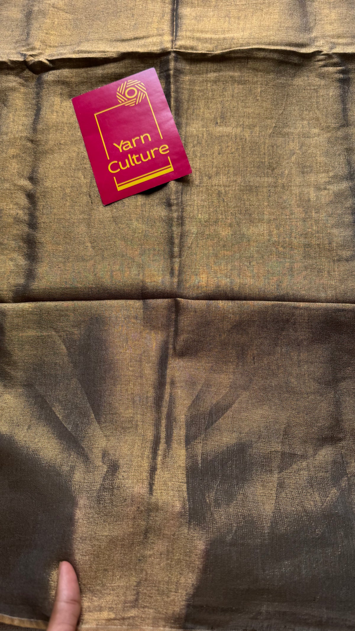 Bronze with gold, dual tone metallic tissue linen saree - YCBCLTOC61