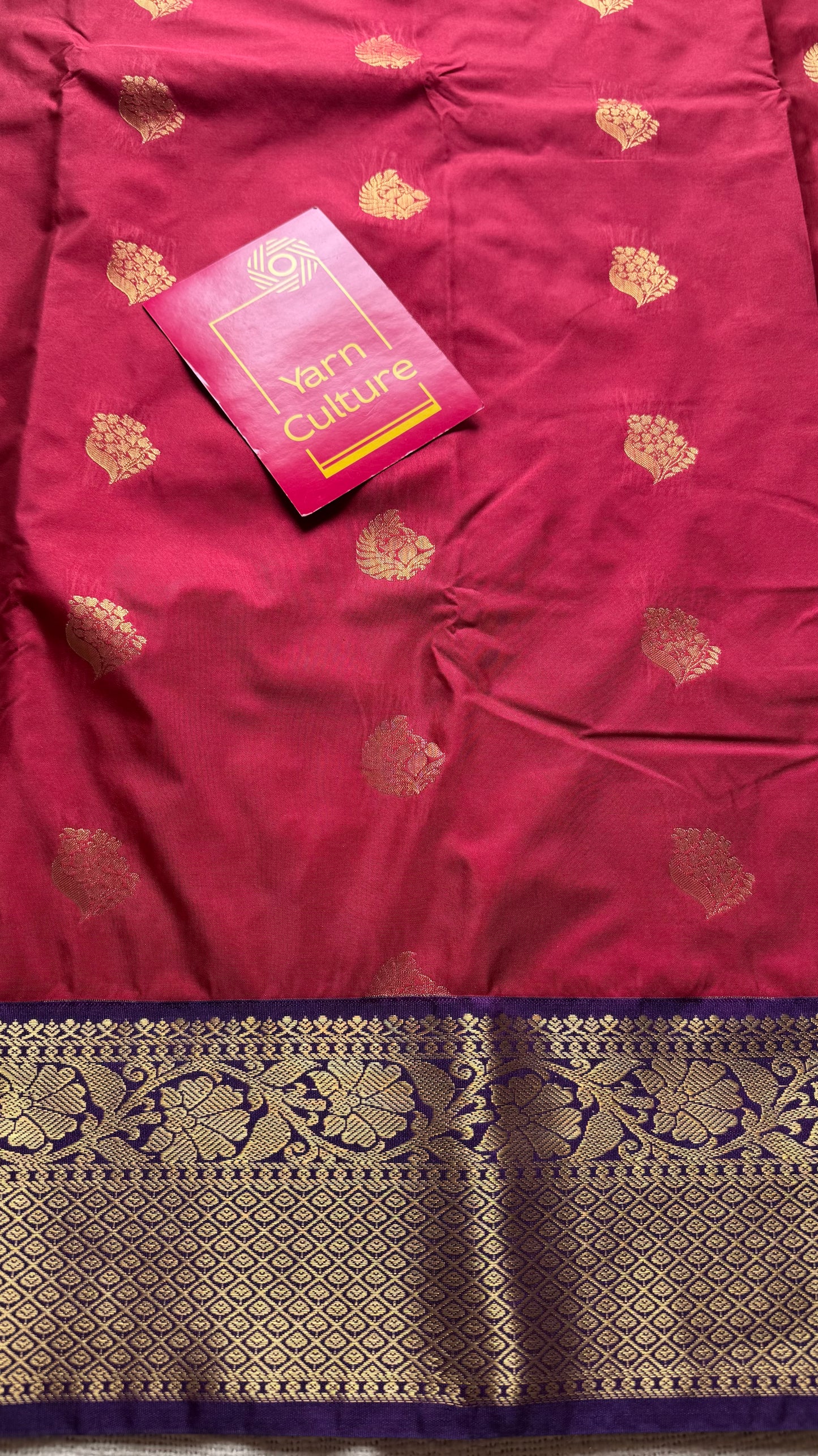 Ragini - crimson red with purple, handloom korvai semi silk - YCCOTNFEJUKS04