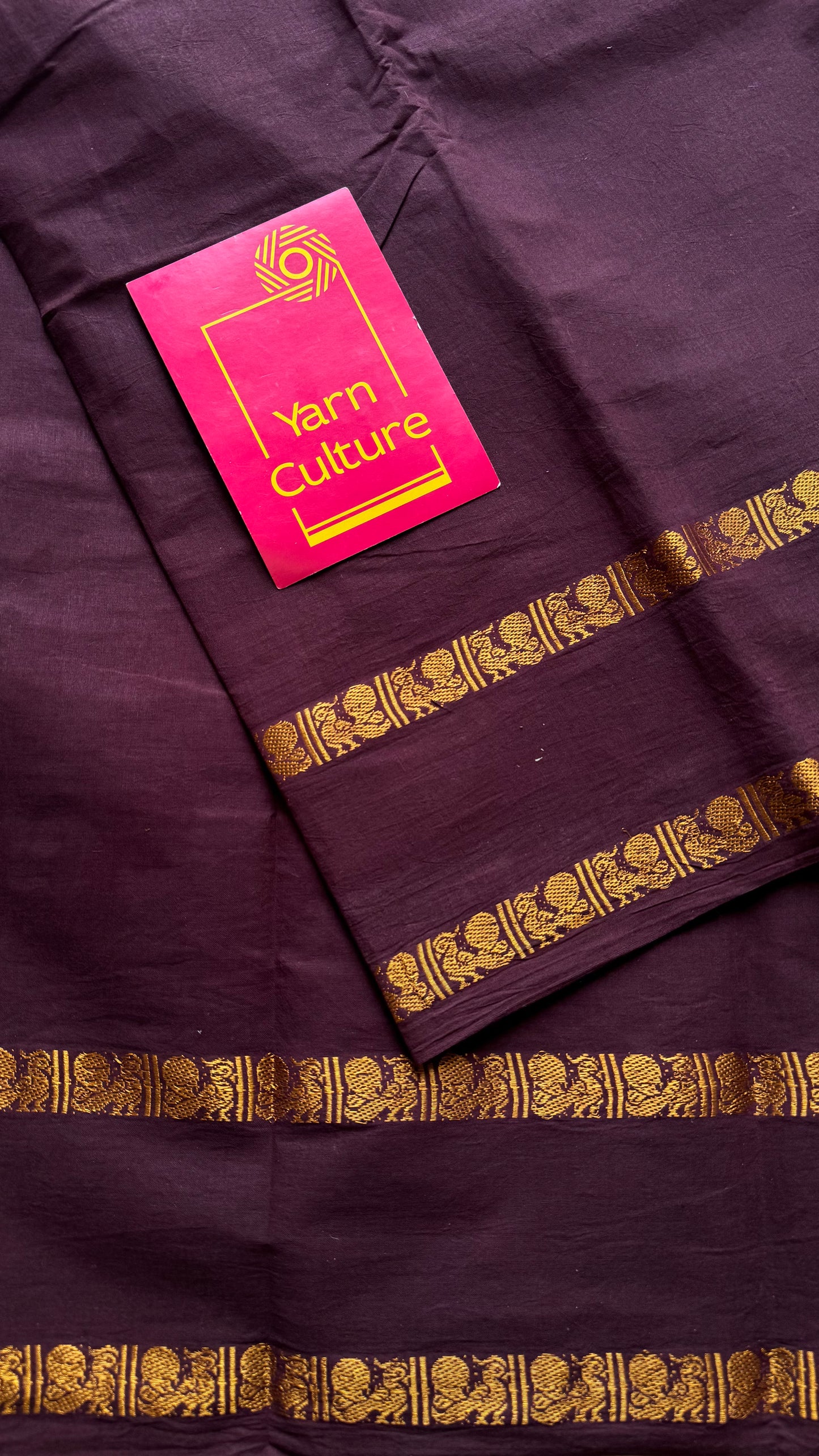 Coffee brown rettaipettu peacock gap border, kattuchayam dyed madurai cotton saree  - YCCOTNMSAP99