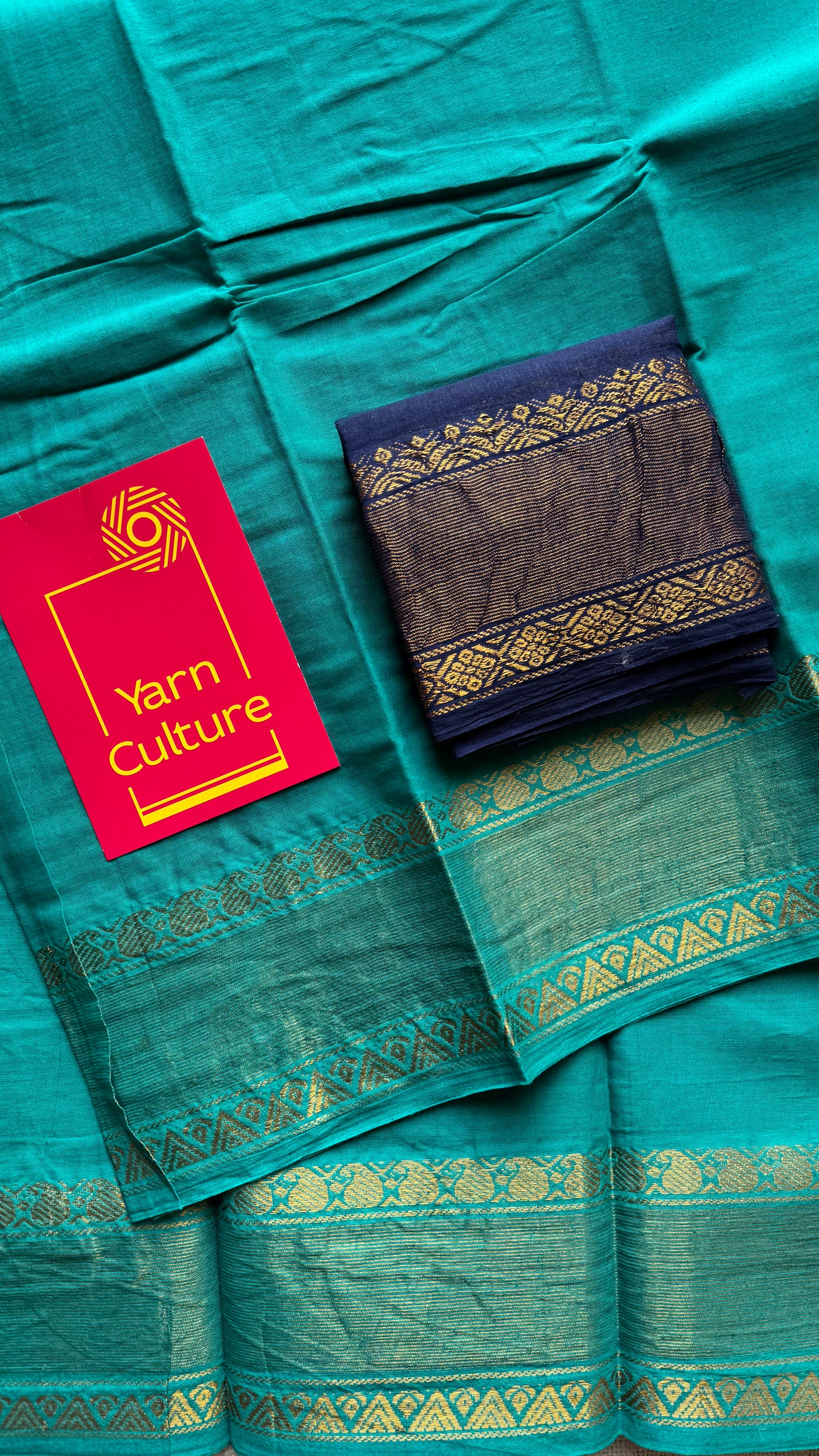 Turquoise kattuchayam dyed madurai soft cotton - YCCOTNSUDE138