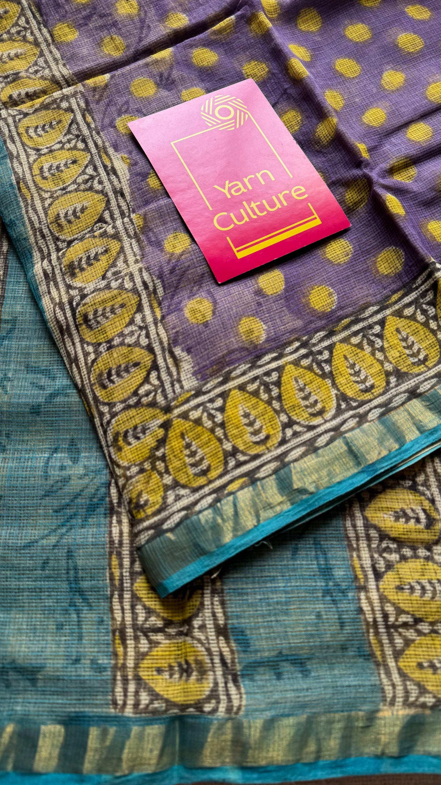 Jamun Gola - Purple with yellow kota doria, with gold zari border - YCTORKDAP13