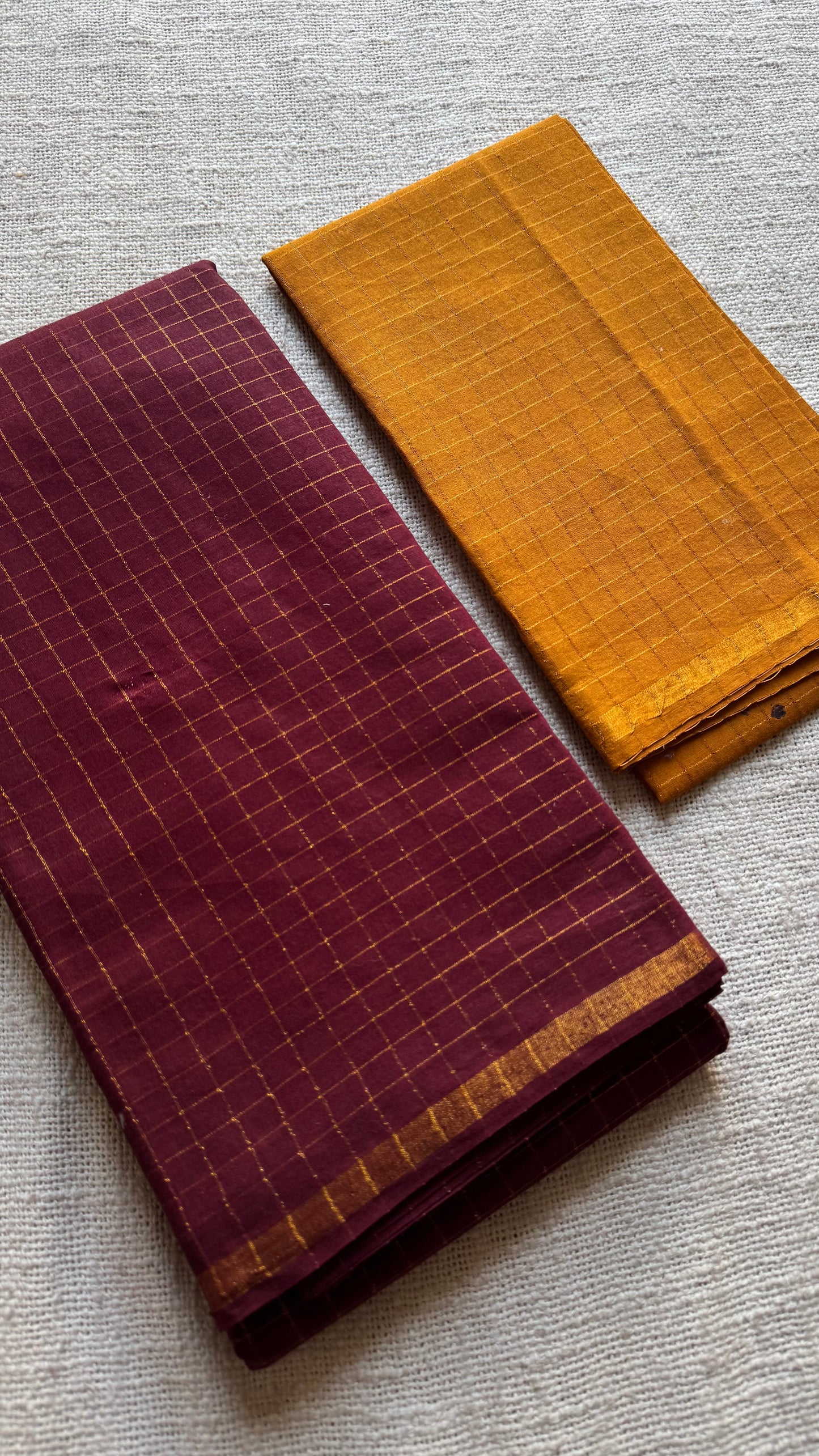 Maroon mini kattam kattuchayam dyed madurai cotton saree - YCCOTNMSFE107