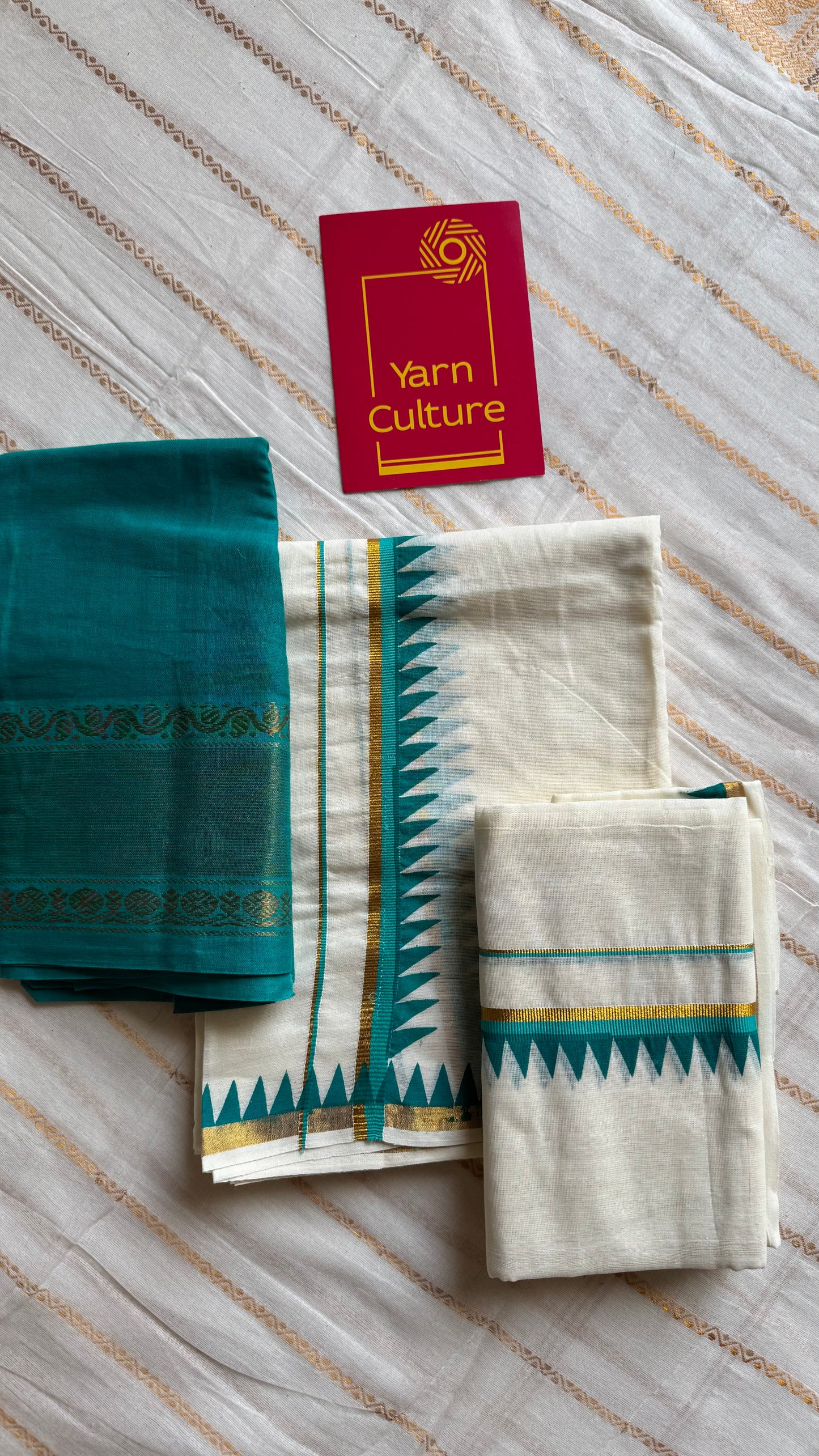 Set mund, turquoise blue temple border - YCIEON117