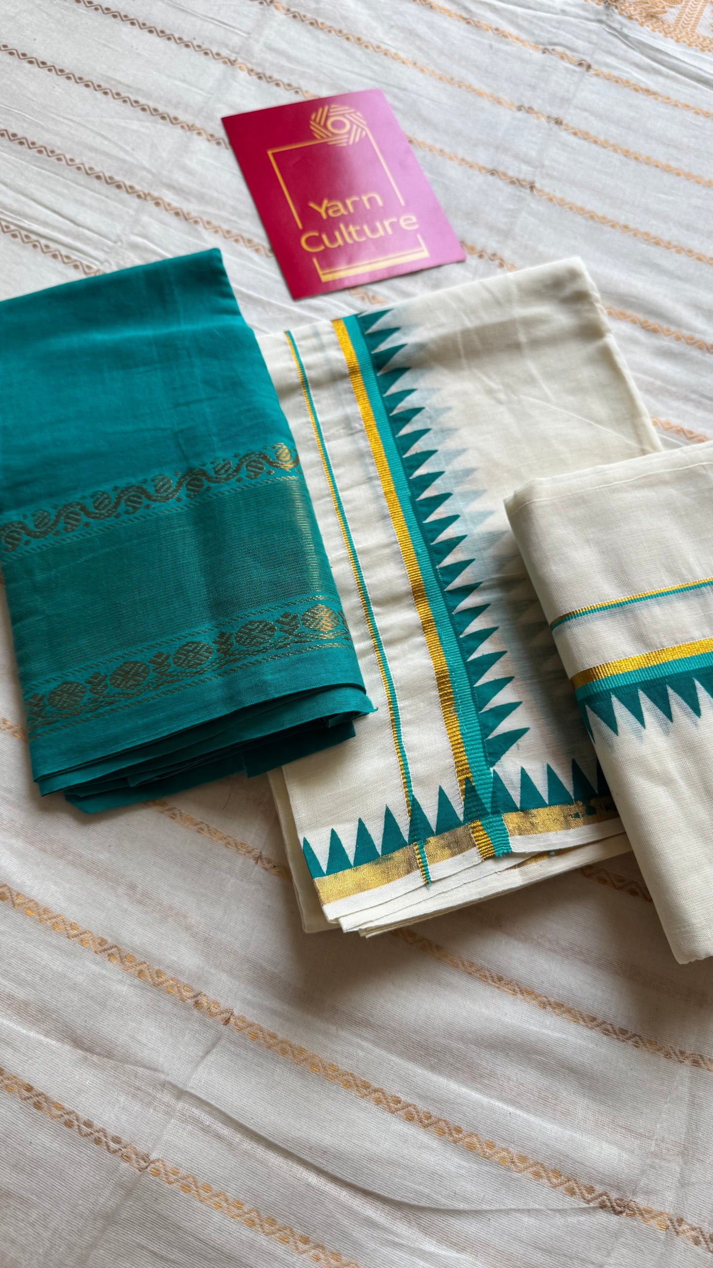 Set mund, turquoise blue temple border - YCIEON117