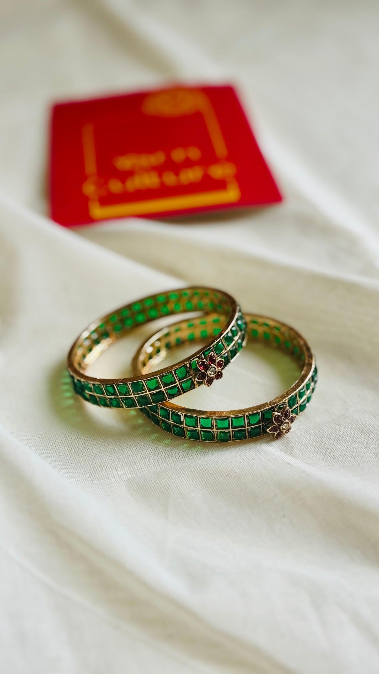 Green stone bangles, set of 2, sizes 2.4, 2.6, 2.8 - YCGPBA818