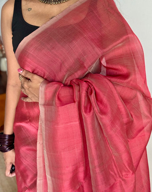 Plain red dual tone, mangalgiri silk cotton, handwoven, soft, light weight - YCWOTDMSAP221