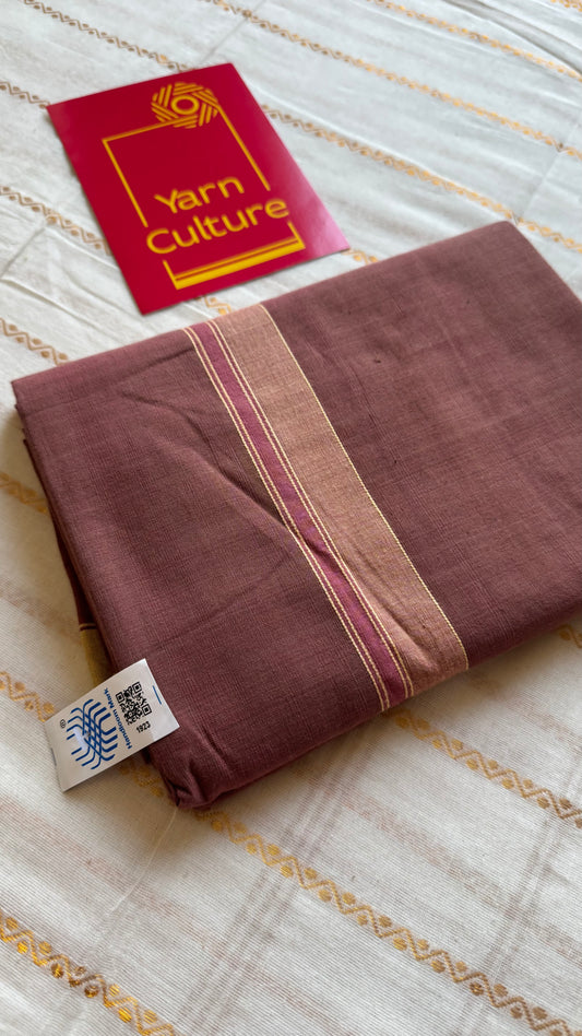 Brown Chendamangalam Handloom Single Mundu | Soft Cotton Men's Dhoti- YCMSEIE180