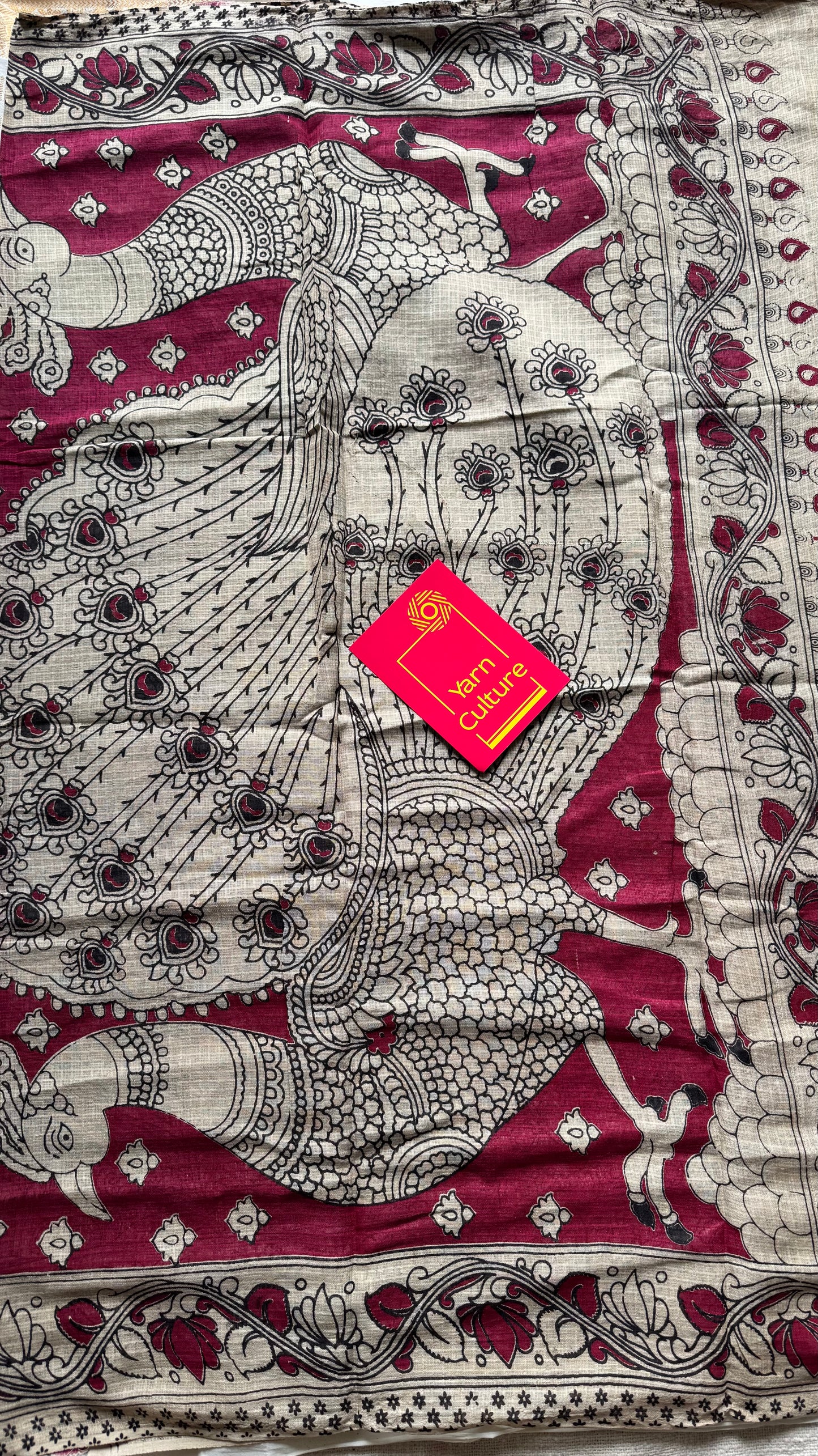 Crimson floral kalamkari saree in kota - YCWOTDMA354