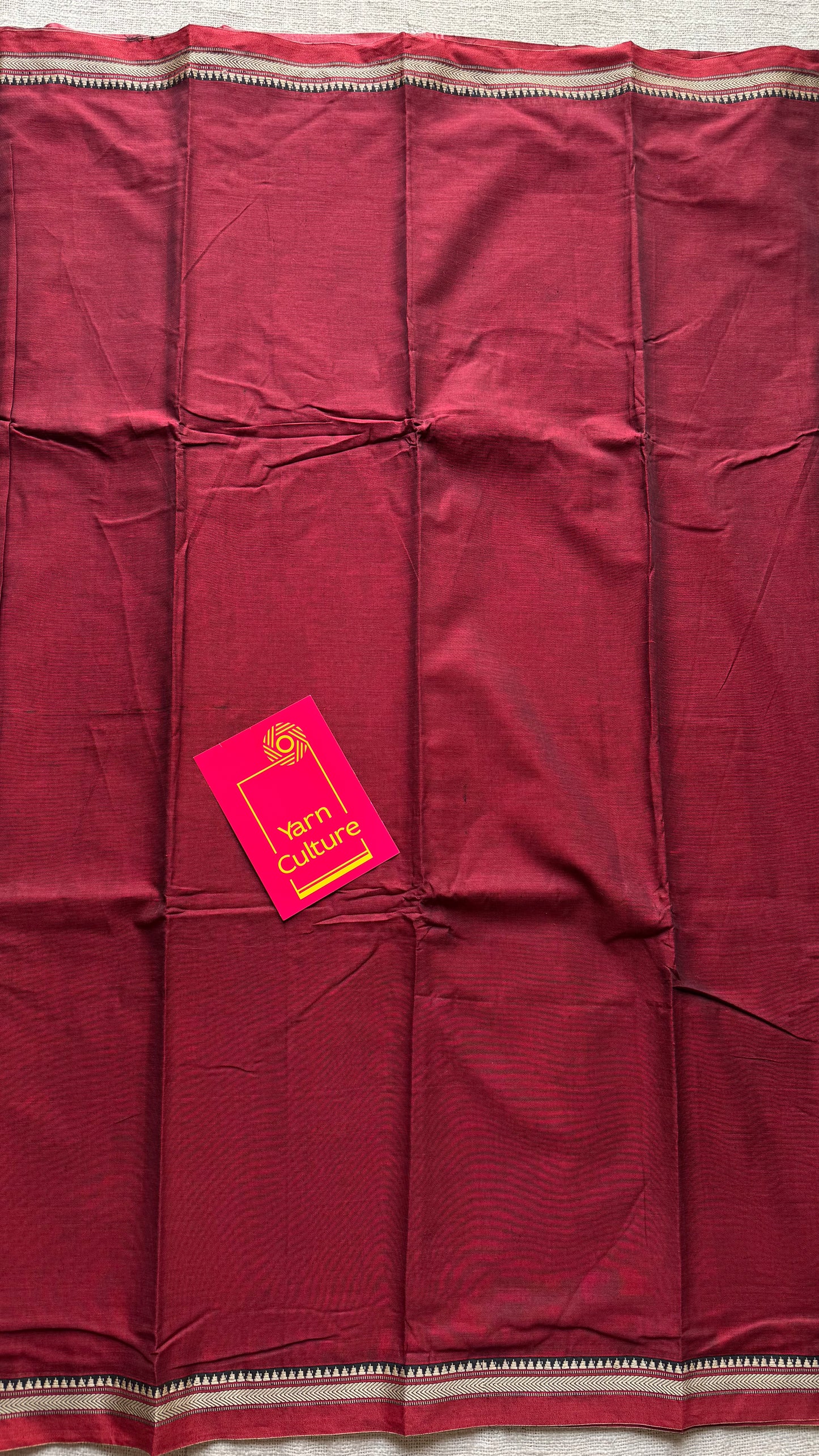 Maroon with red border narayanpet saree, soft cotton - YCWOTDNPFE30