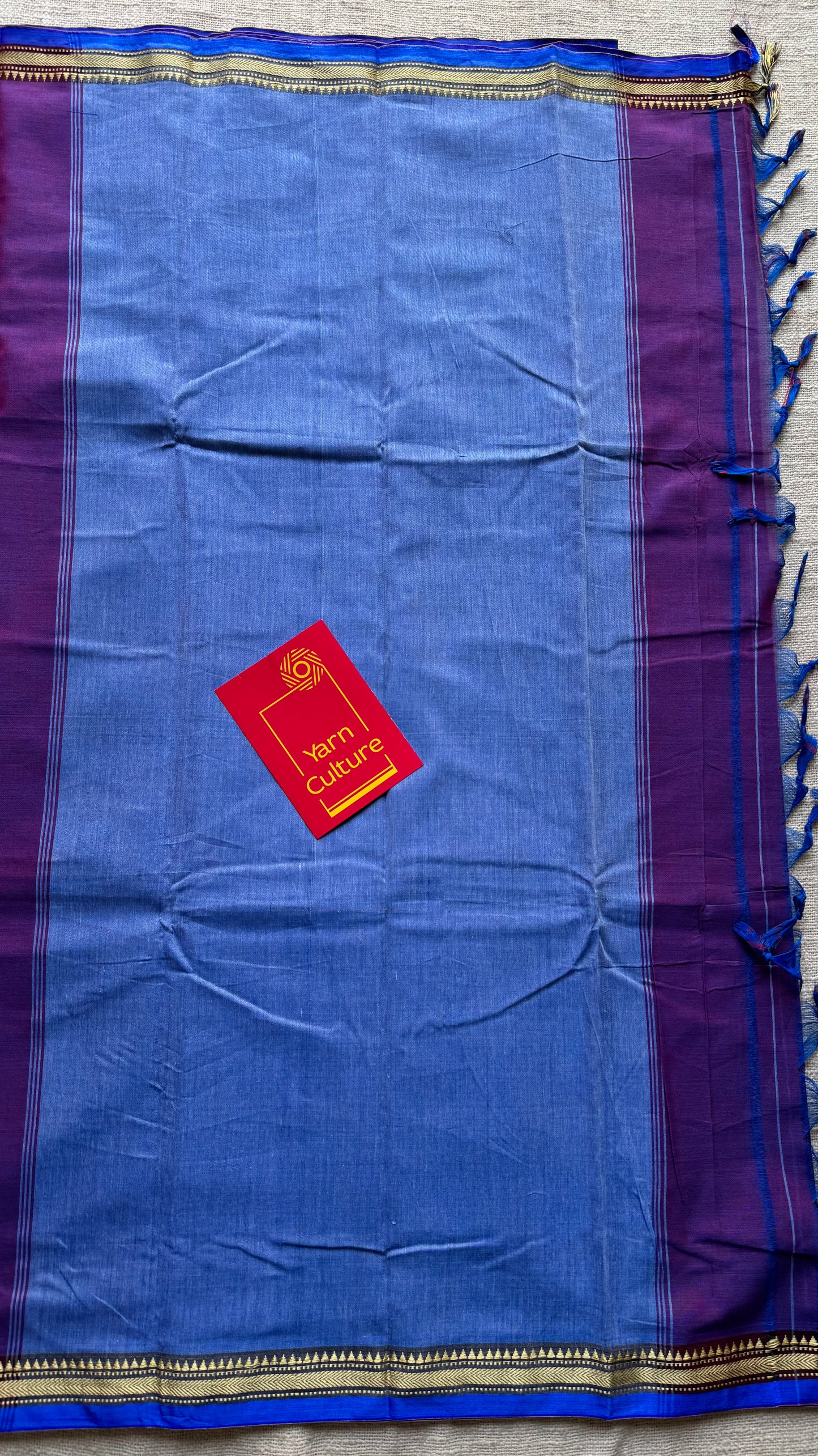 Purple pink with blue border narayanpet saree, soft cotton - YCWOTDNPFE28