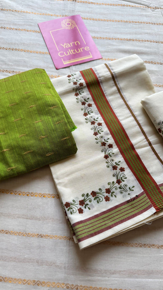 Set mund, rust orange and green flowers - YCIEON109