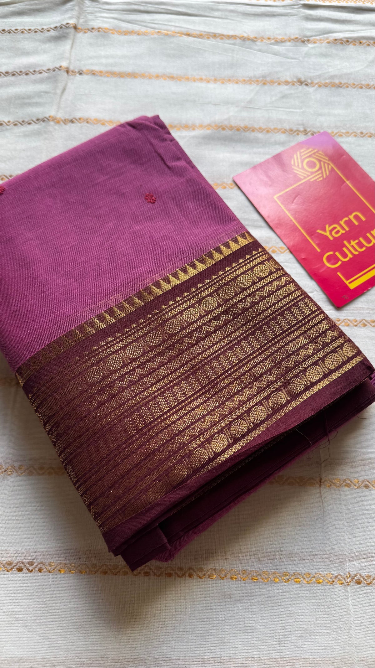Berry pink with maroon zari border chettinad cotton saree - YCCOTNCKSE13