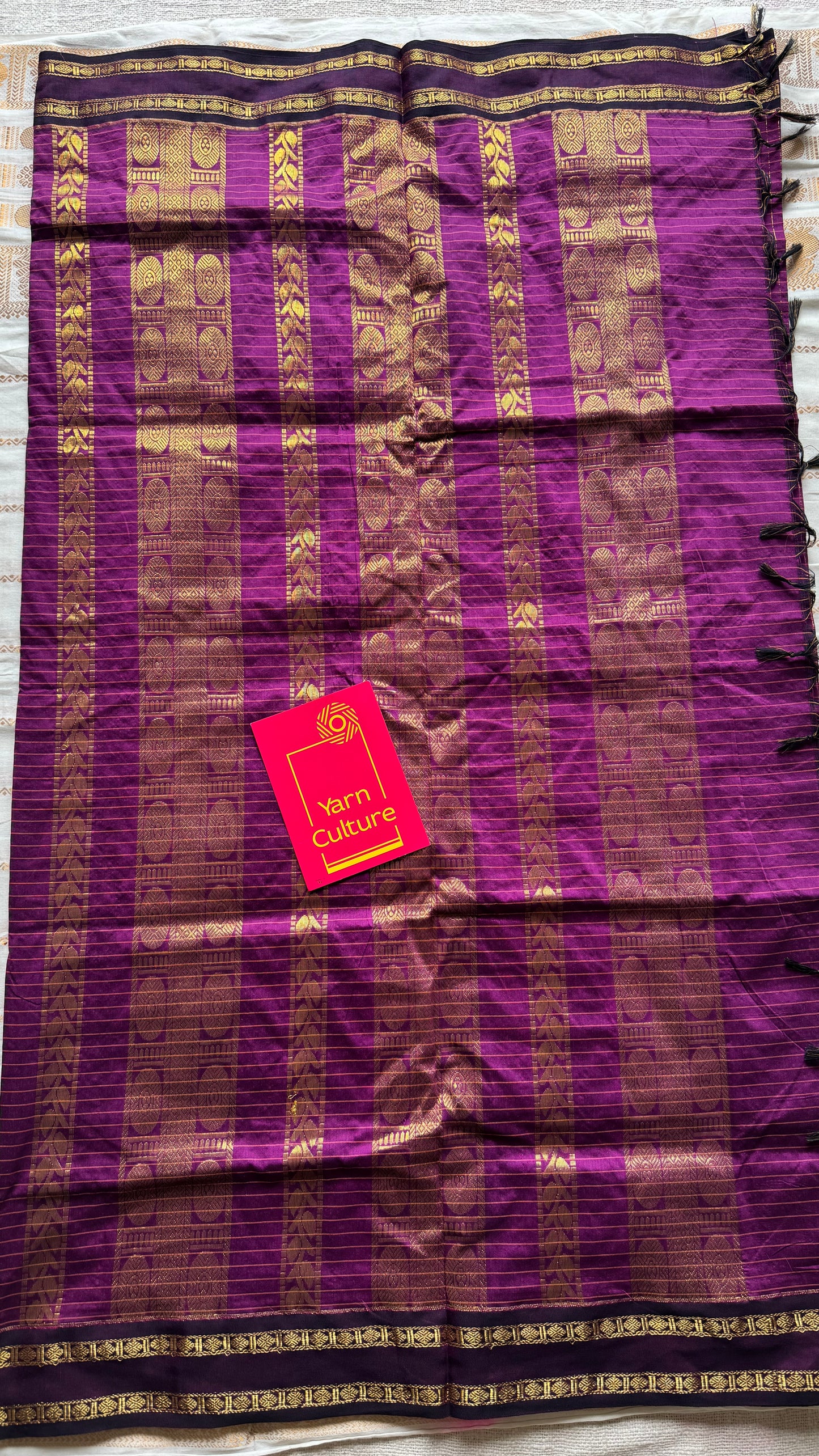 Grape wine, arani zari checks saree, cotton silk - YCCOTNAUG15