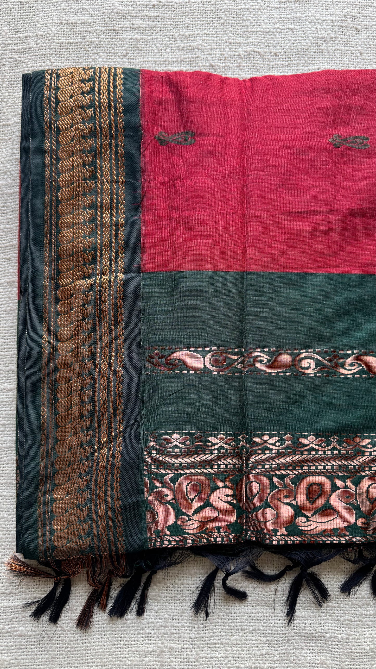 Dark red with dark green, cotton silk - YCCOTNOCKCS15