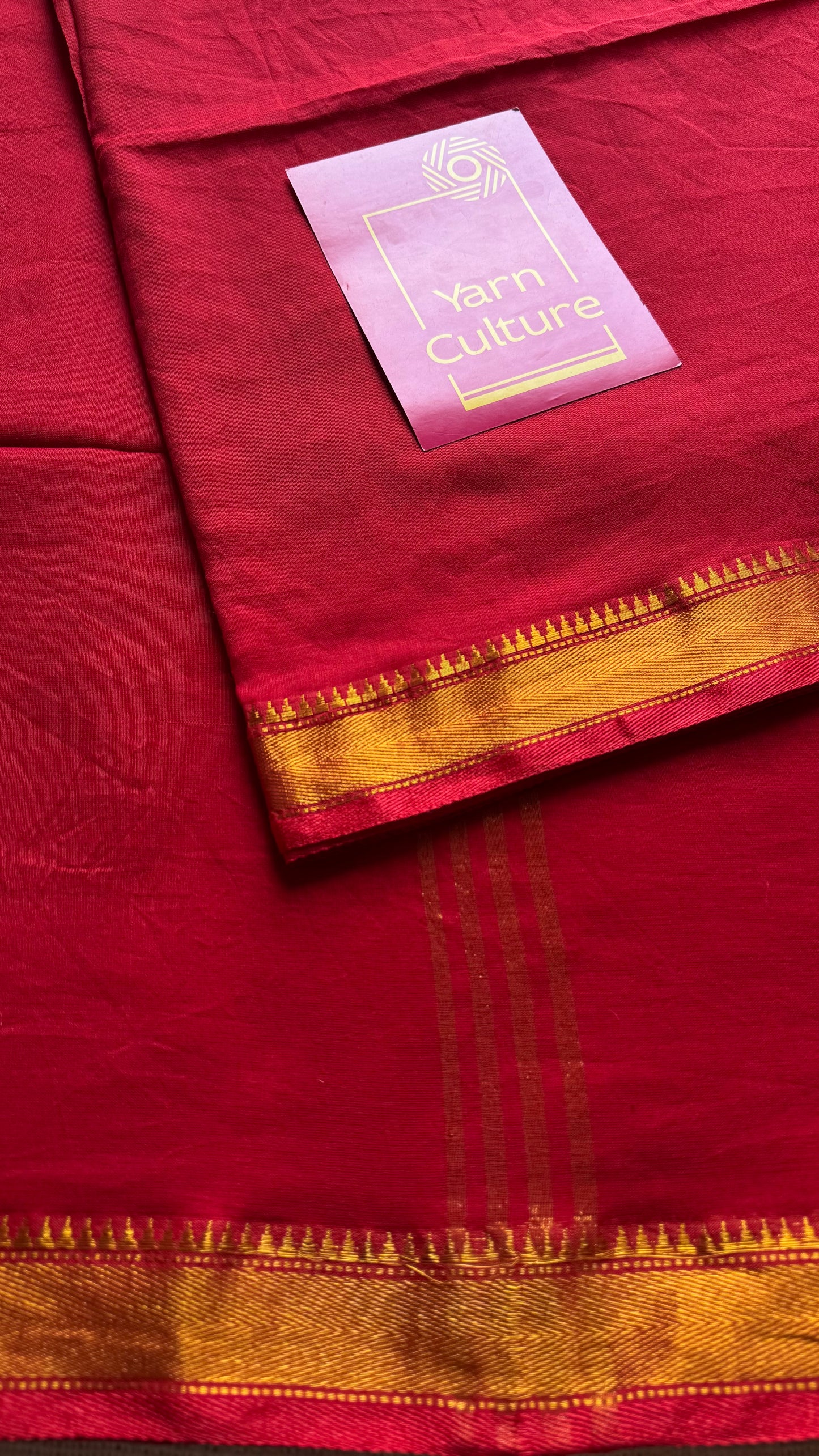 Chilli red soft cotton with maheswari gold zari border - YCBCMCFE216